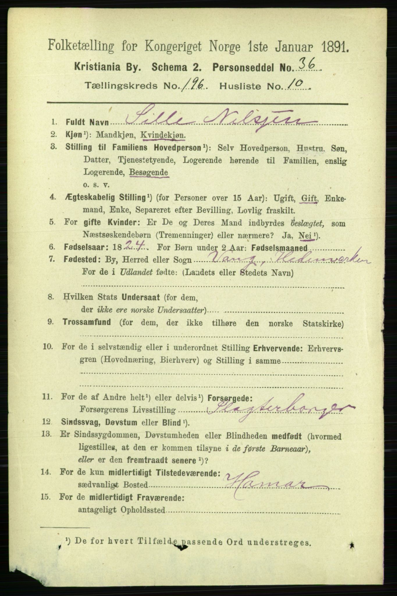 RA, 1891 census for 0301 Kristiania, 1891, p. 118733