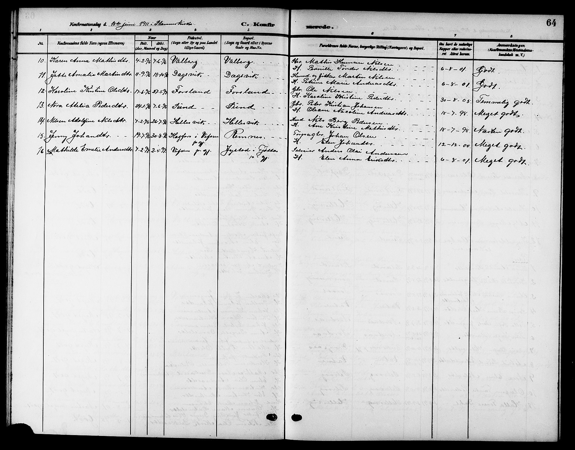 Ministerialprotokoller, klokkerbøker og fødselsregistre - Nordland, AV/SAT-A-1459/832/L0494: Parish register (copy) no. 832C01, 1906-1922, p. 64