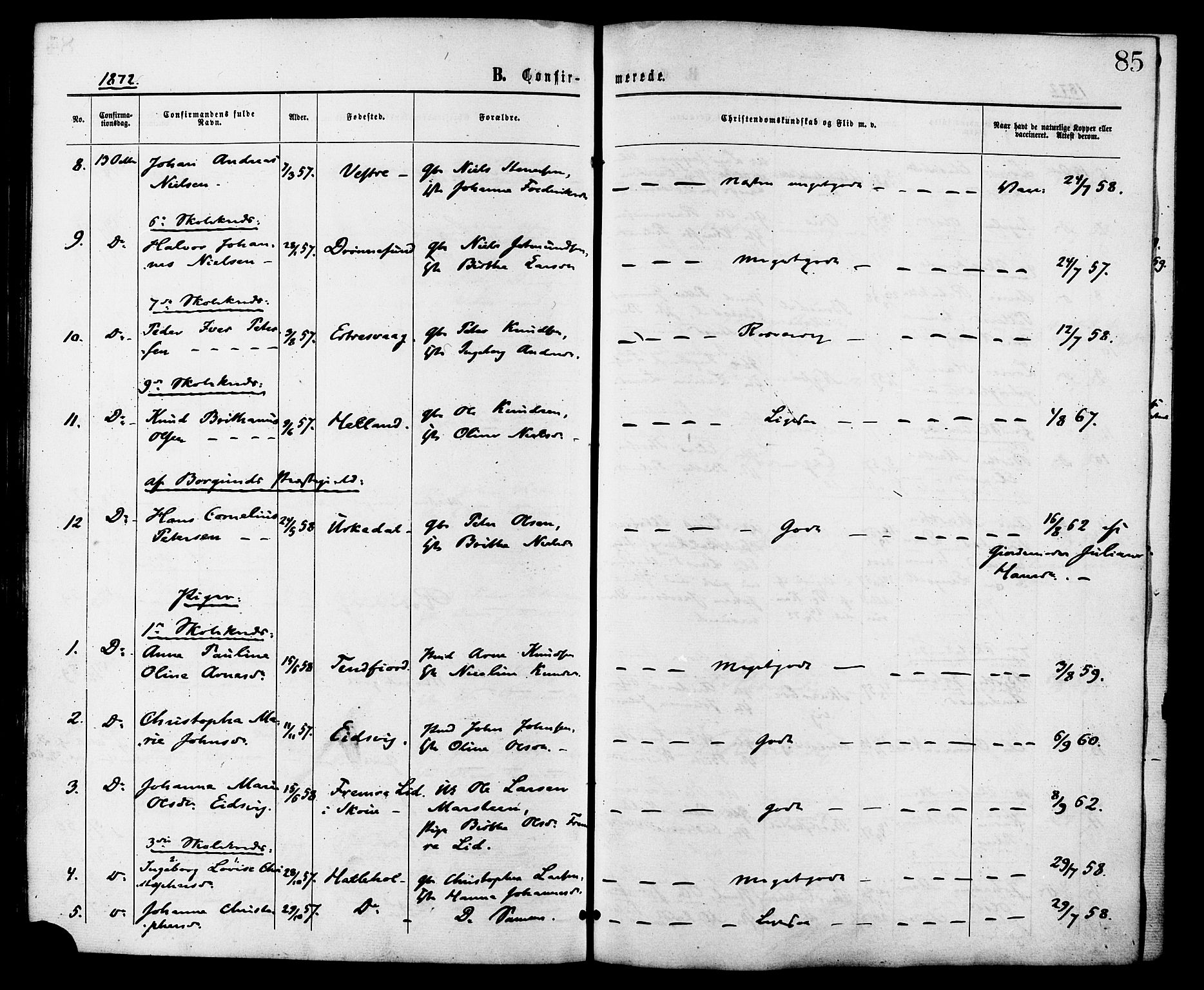 Ministerialprotokoller, klokkerbøker og fødselsregistre - Møre og Romsdal, AV/SAT-A-1454/525/L0373: Parish register (official) no. 525A03, 1864-1879, p. 85