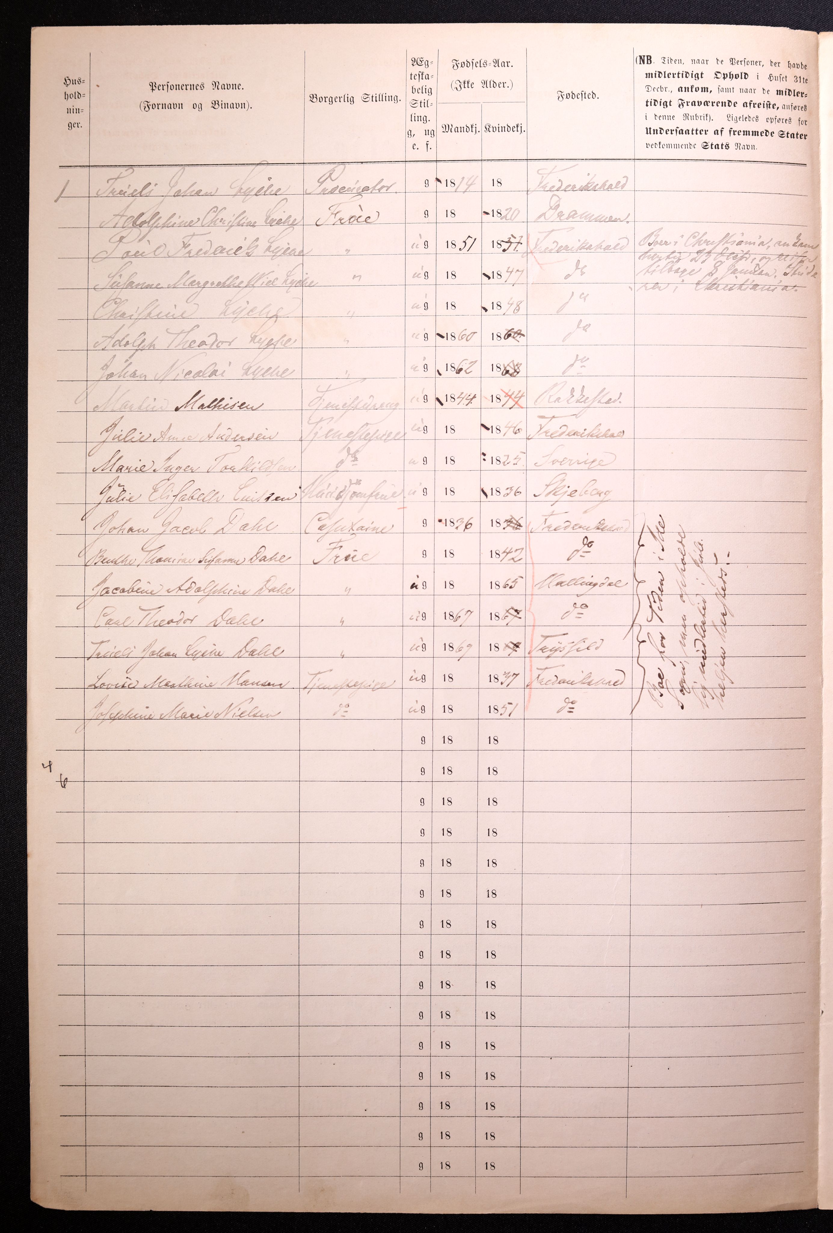 RA, 1870 census for 0101 Fredrikshald, 1870, p. 500