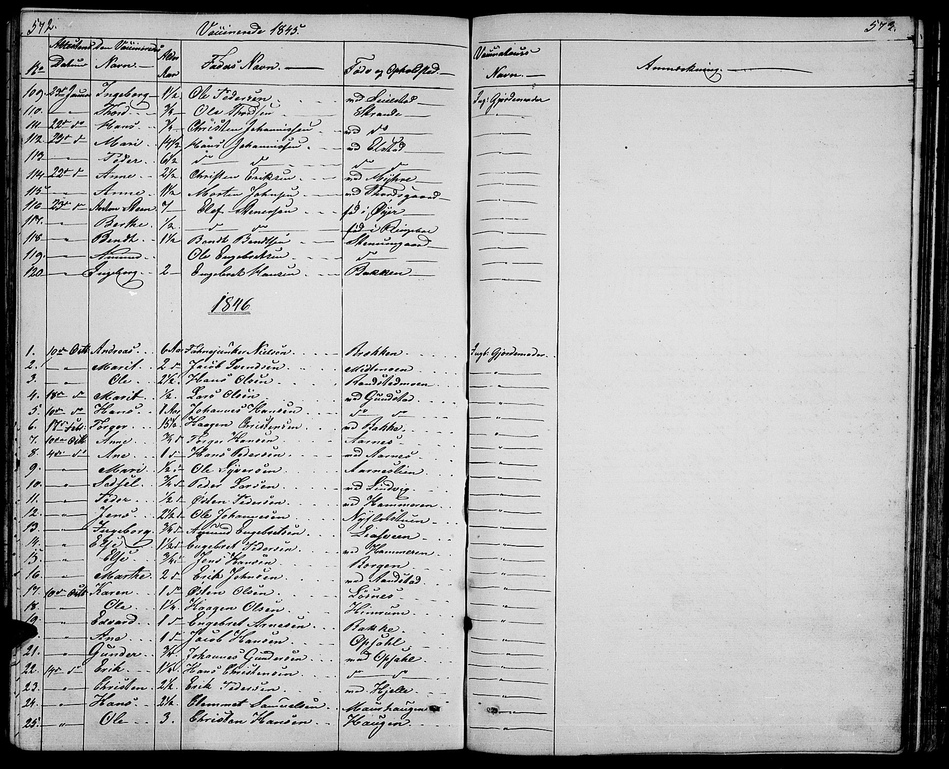 Ringebu prestekontor, SAH/PREST-082/H/Ha/Hab/L0002: Parish register (copy) no. 2, 1839-1853, p. 572-573
