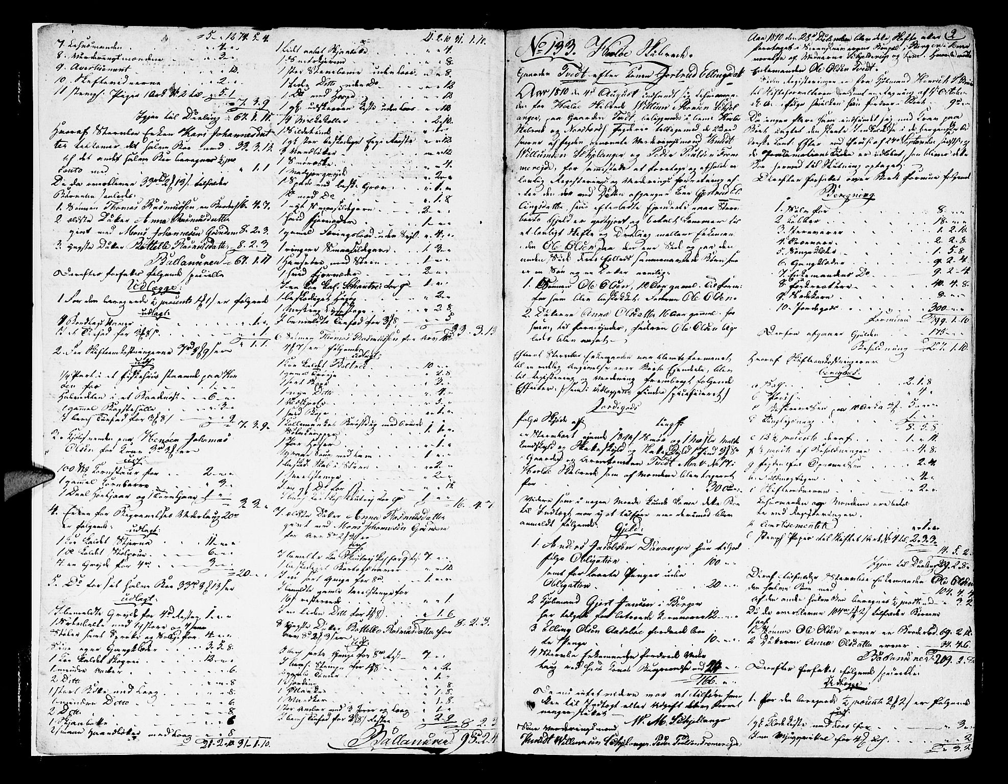 Nordhordland sorenskrivar, AV/SAB-A-2901/1/H/Ha/L0012a: Skifteprotokollar Nordhordland , 1810-1813, p. 1b-2a