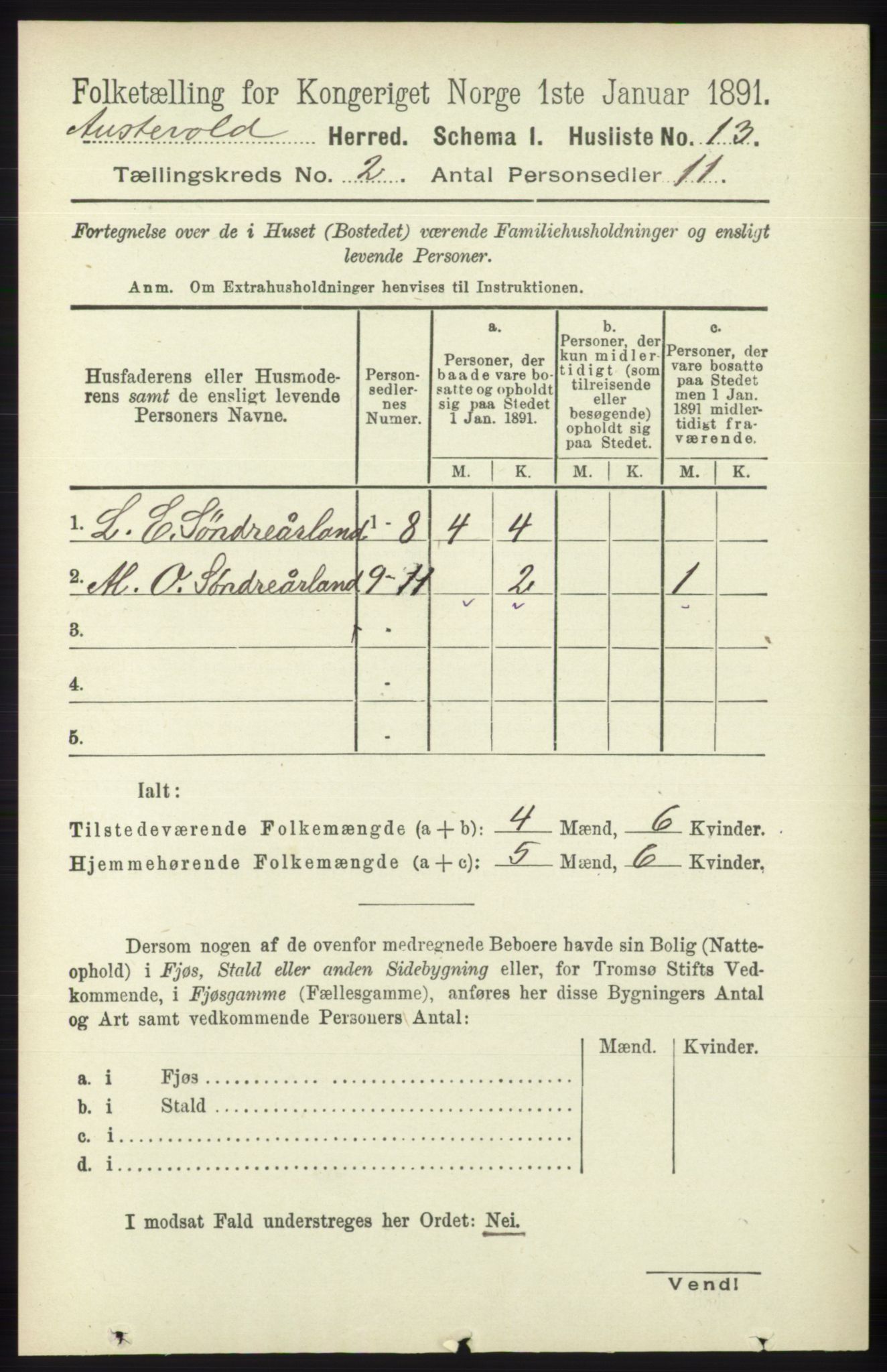 RA, 1891 census for 1244 Austevoll, 1891, p. 578