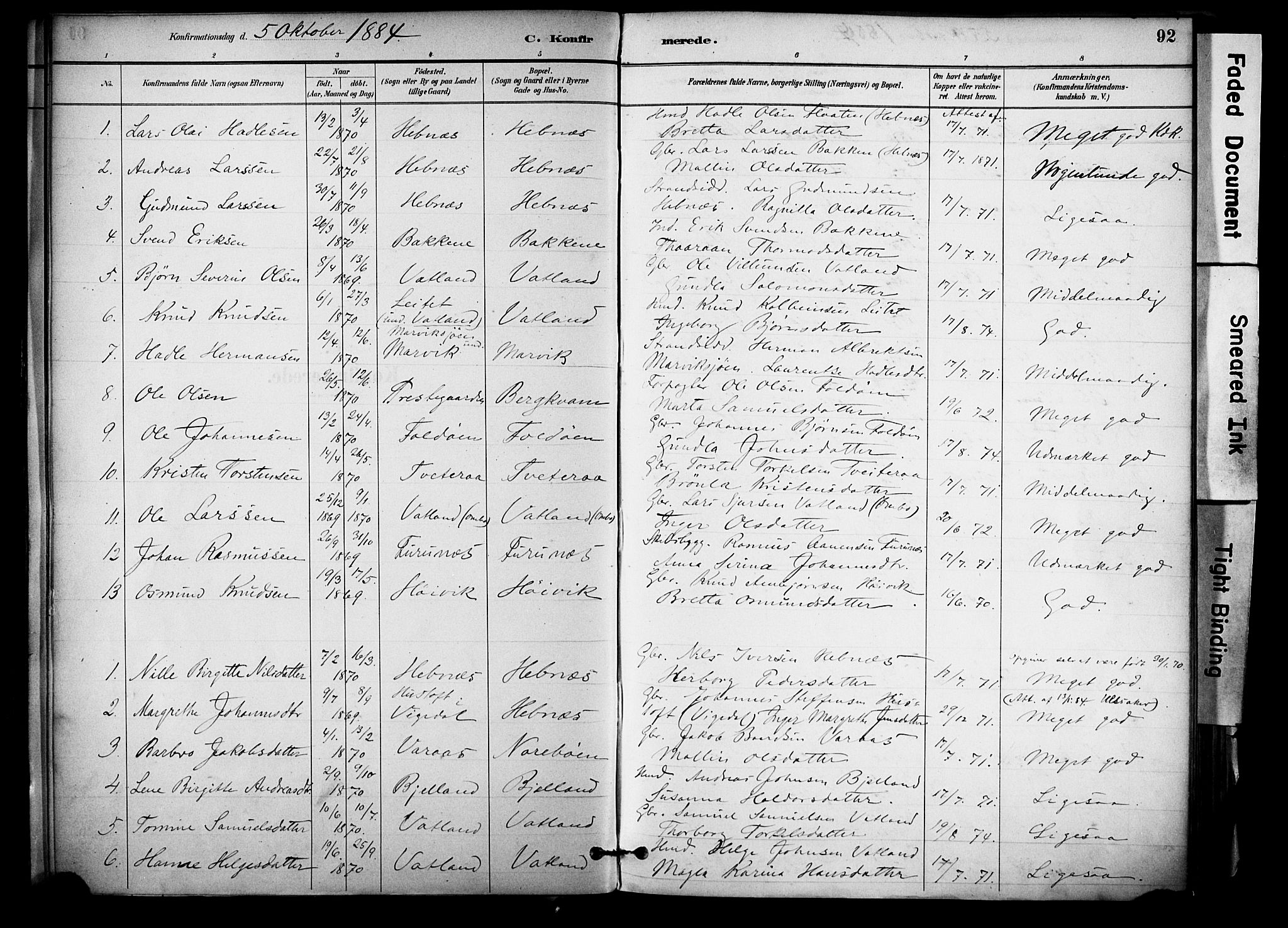 Jelsa sokneprestkontor, SAST/A-101842/01/IV: Parish register (official) no. A 10, 1884-1906, p. 92