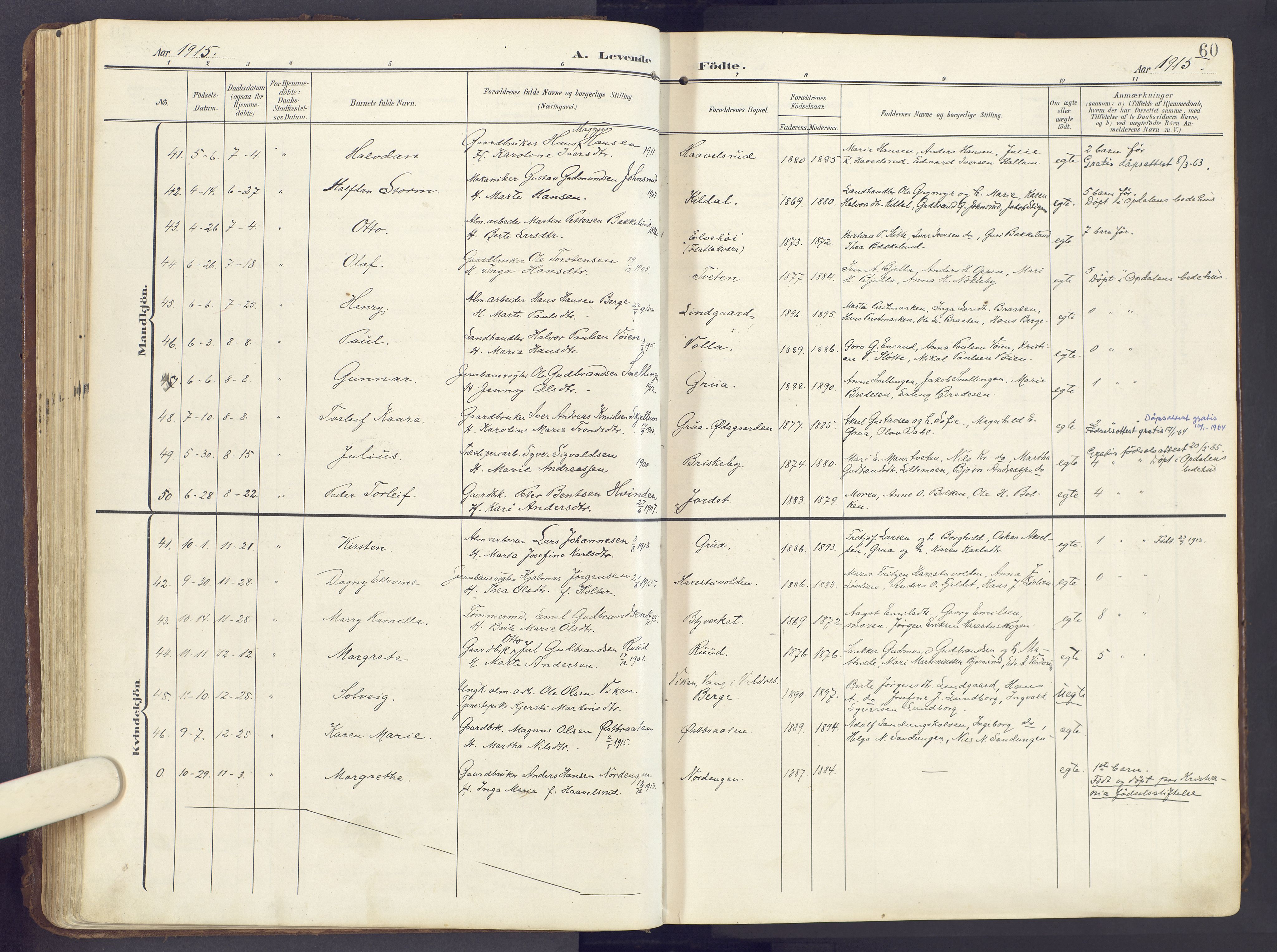 Lunner prestekontor, AV/SAH-PREST-118/H/Ha/Haa/L0001: Parish register (official) no. 1, 1907-1922, p. 60