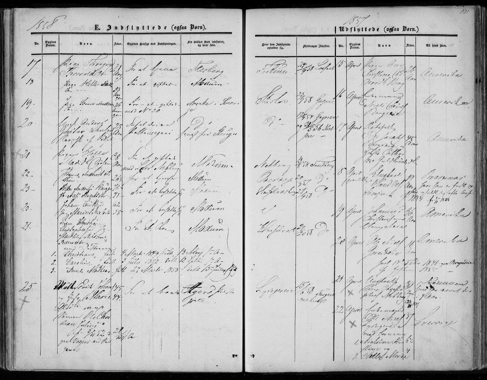 Eiker kirkebøker, SAKO/A-4/F/Fa/L0015b: Parish register (official) no. I 15B, 1854-1860, p. 501