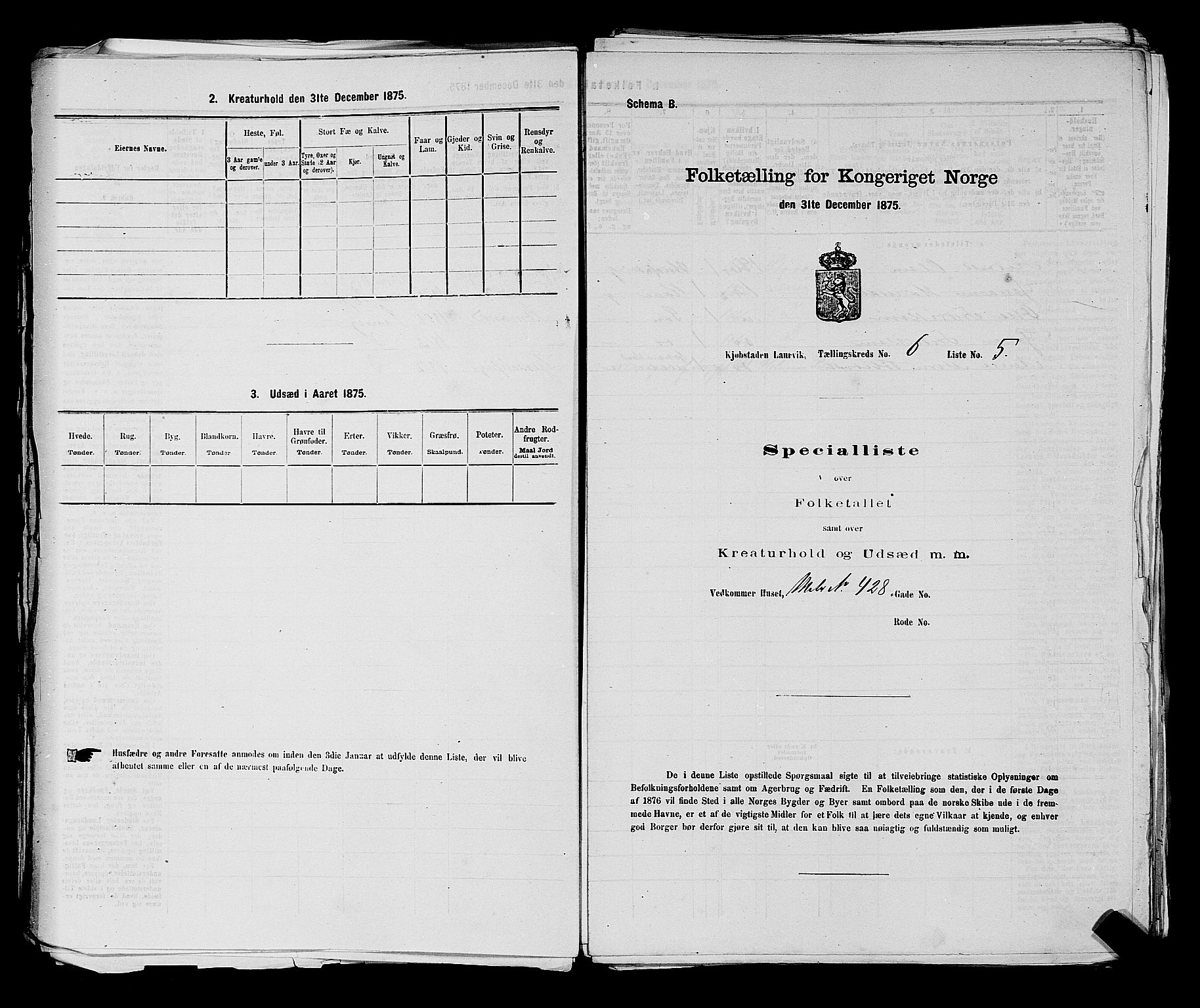 SAKO, 1875 census for 0707P Larvik, 1875, p. 1131