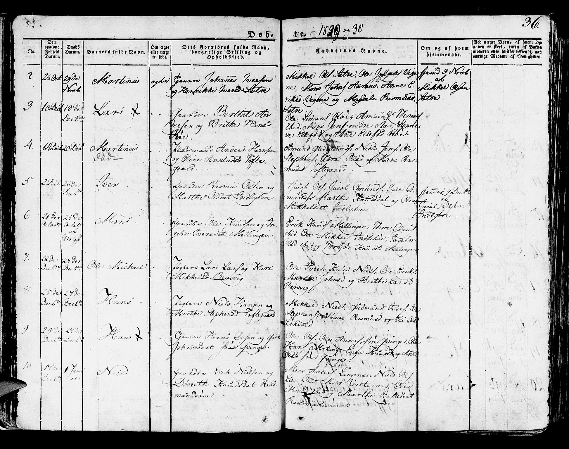 Lindås Sokneprestembete, SAB/A-76701/H/Haa: Parish register (official) no. A 8, 1823-1836, p. 36
