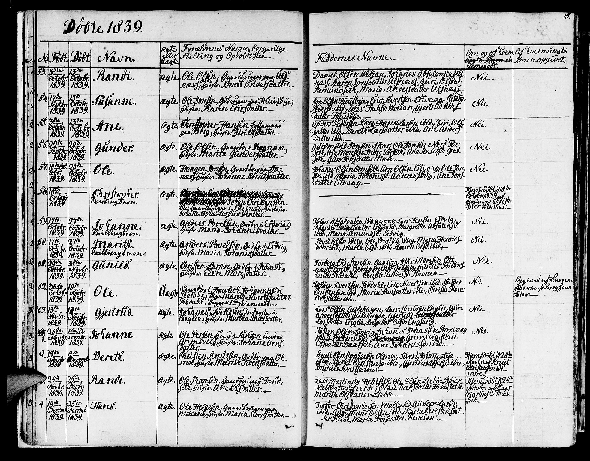 Ministerialprotokoller, klokkerbøker og fødselsregistre - Møre og Romsdal, SAT/A-1454/578/L0904: Parish register (official) no. 578A03, 1836-1858, p. 15