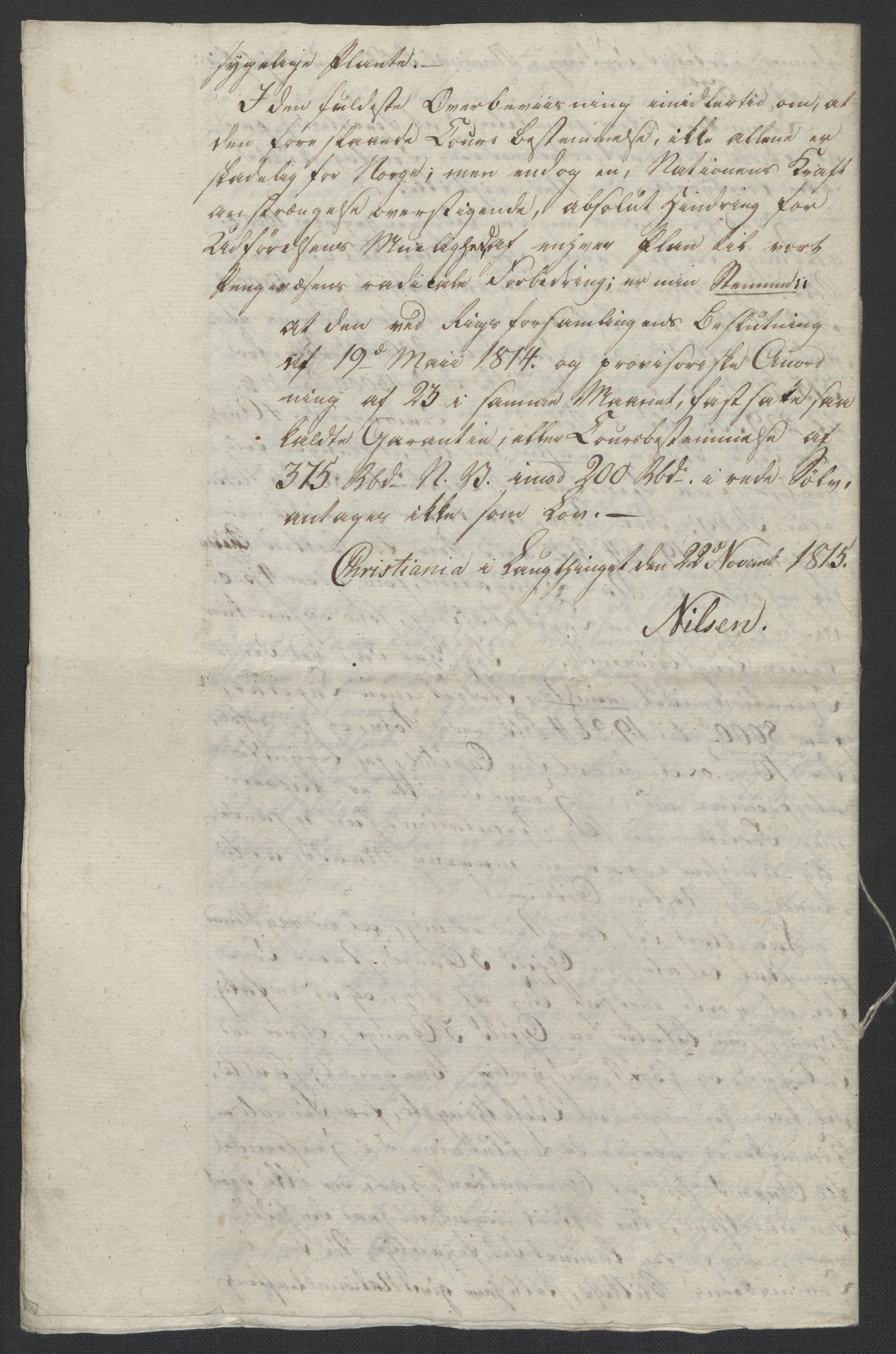 Christie, Wilhelm Frimann Koren, AV/RA-PA-0014/F/L0005: Christies dokumenter fra Stortinget, 1815-1816, p. 500