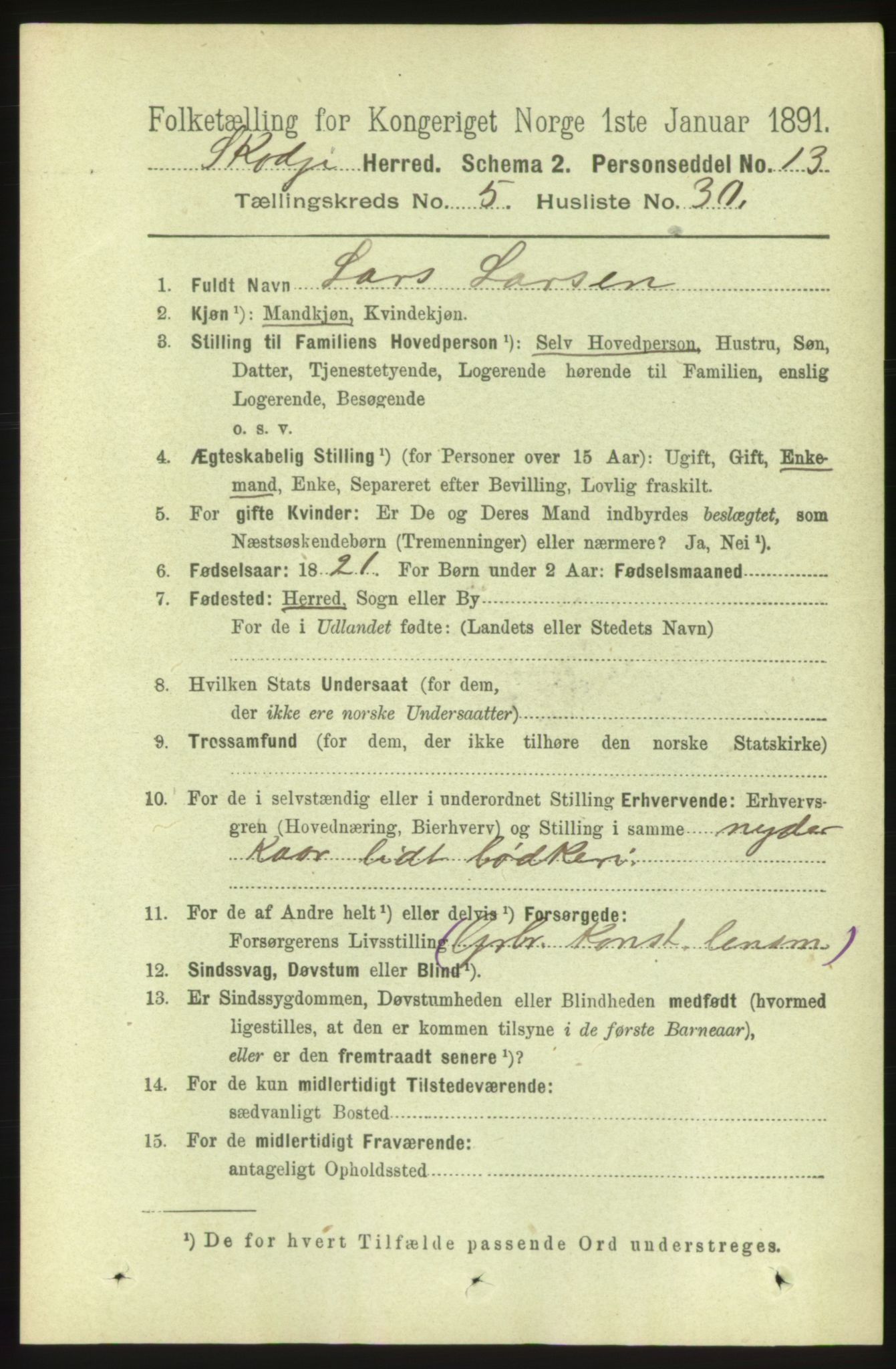 RA, 1891 census for 1529 Skodje, 1891, p. 1026