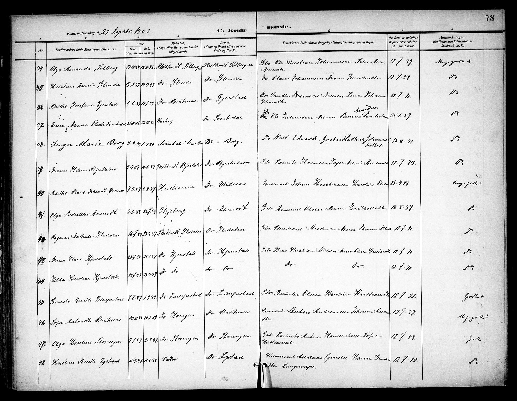 Skiptvet prestekontor Kirkebøker, AV/SAO-A-20009/F/Fa/L0011: Parish register (official) no. 11, 1901-1913, p. 78