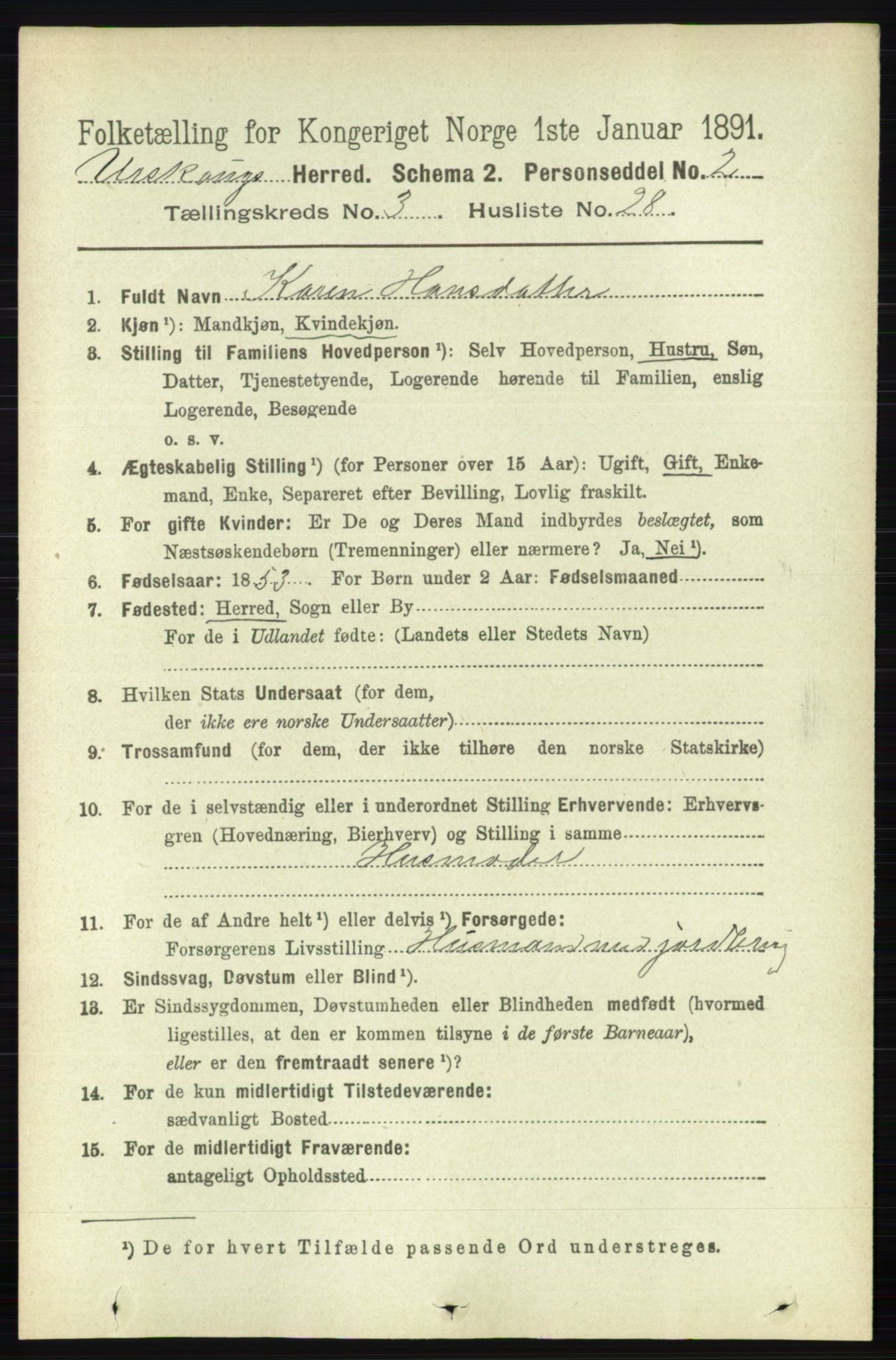 RA, 1891 census for 0224 Aurskog, 1891, p. 677