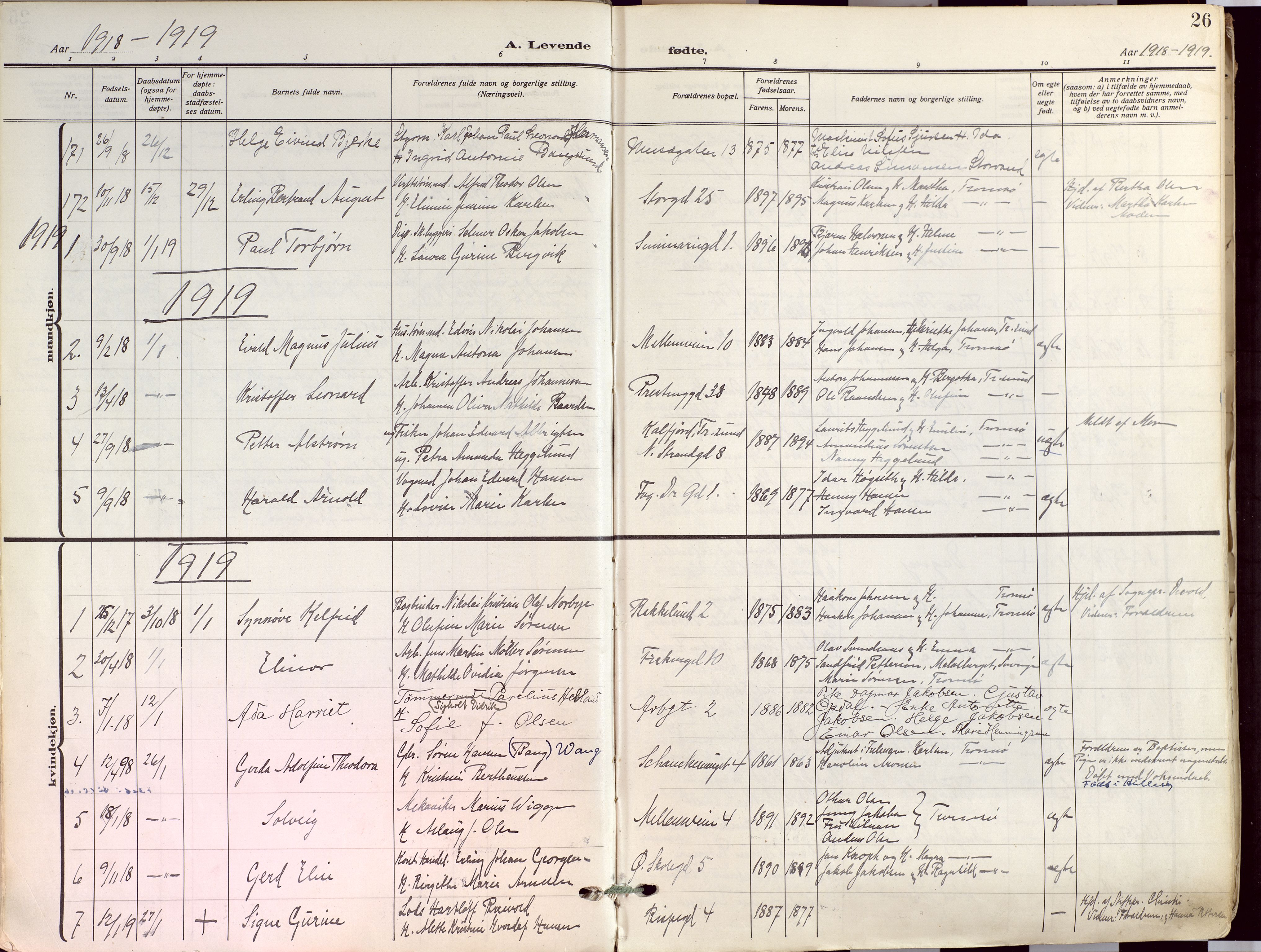 Tromsø sokneprestkontor/stiftsprosti/domprosti, SATØ/S-1343/G/Ga/L0019kirke: Parish register (official) no. 19, 1917-1927, p. 26