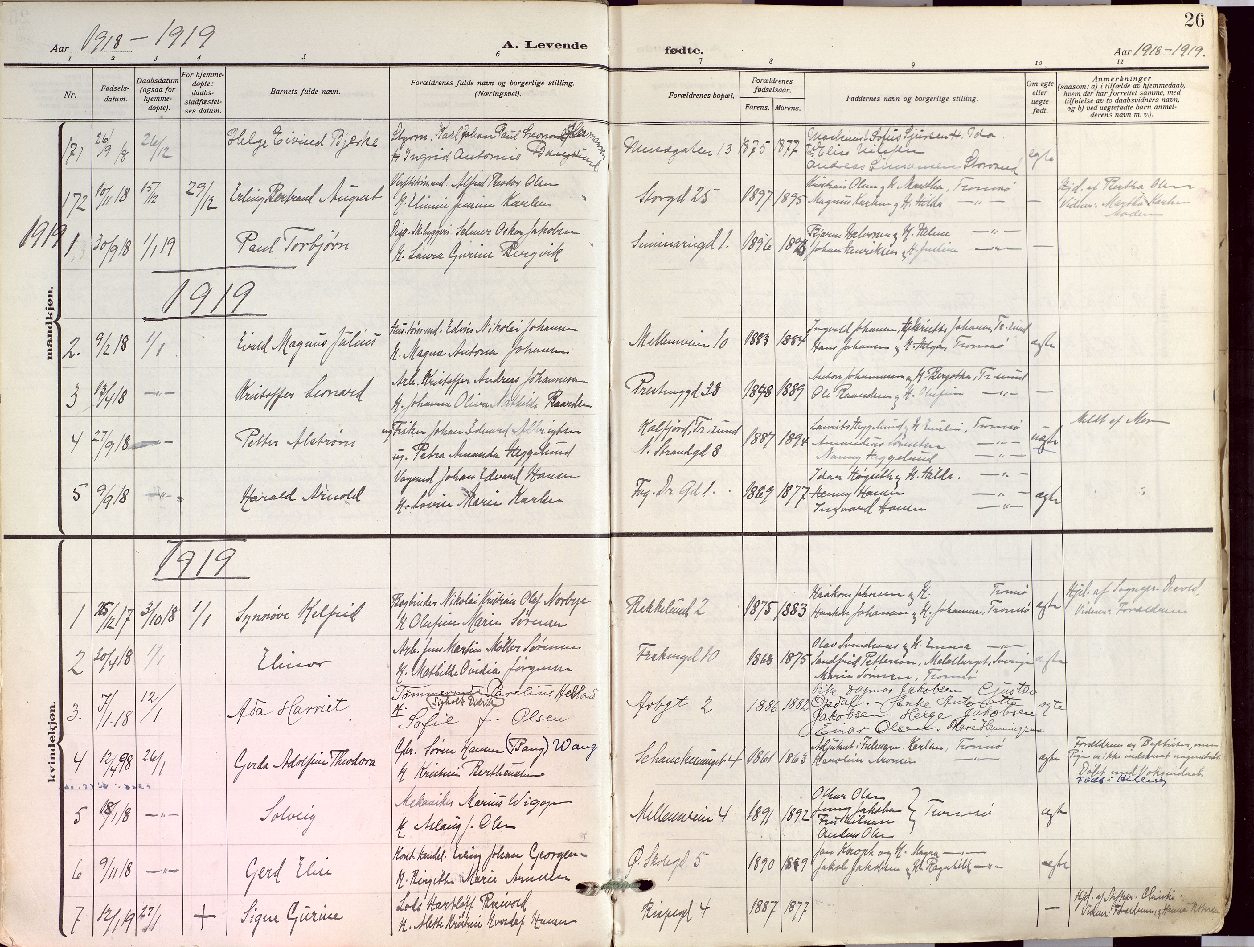 Tromsø sokneprestkontor/stiftsprosti/domprosti, AV/SATØ-S-1343/G/Ga/L0019kirke: Parish register (official) no. 19, 1917-1927, p. 26