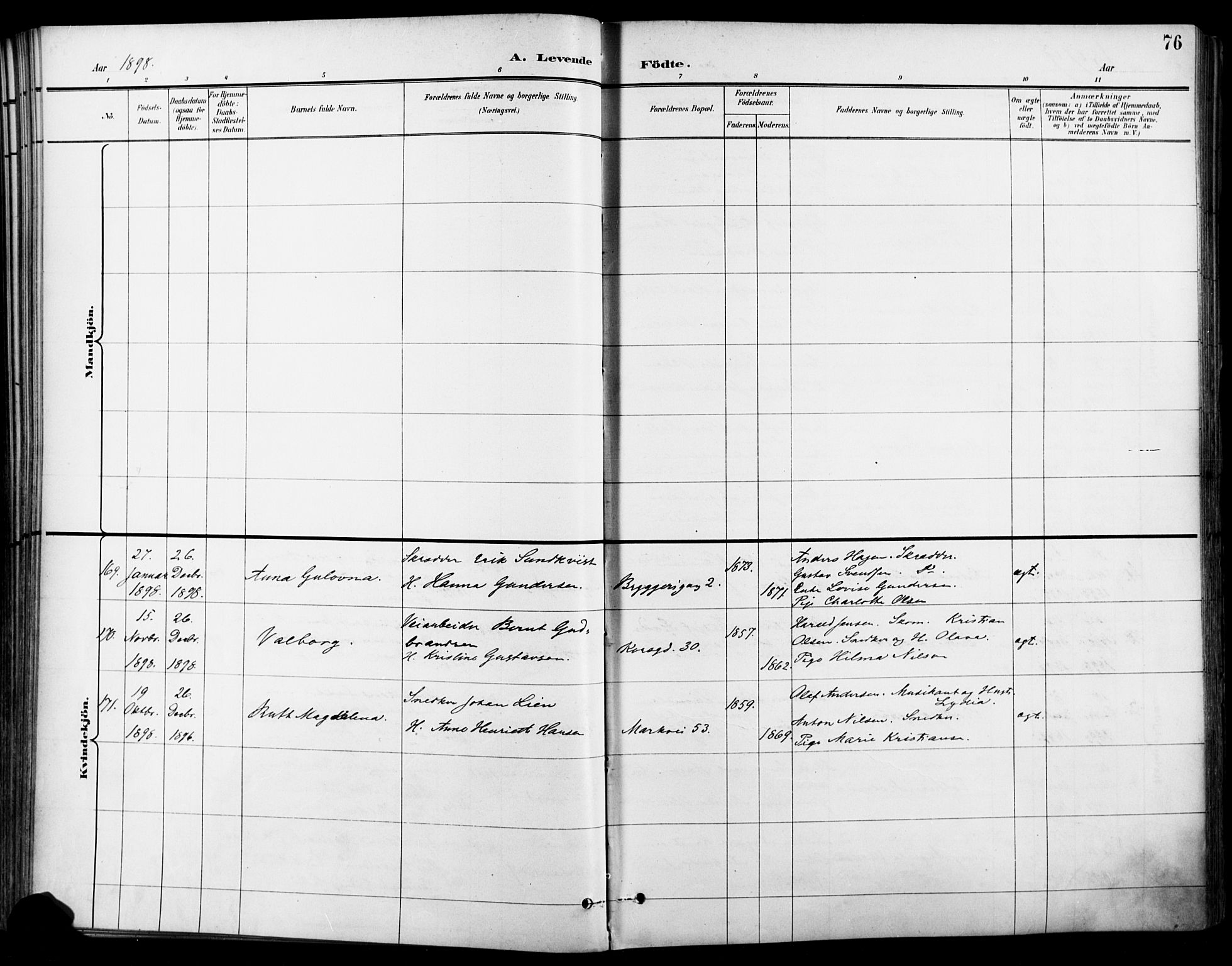 Jakob prestekontor Kirkebøker, SAO/A-10850/F/Fa/L0005: Parish register (official) no. 5, 1896-1903, p. 76