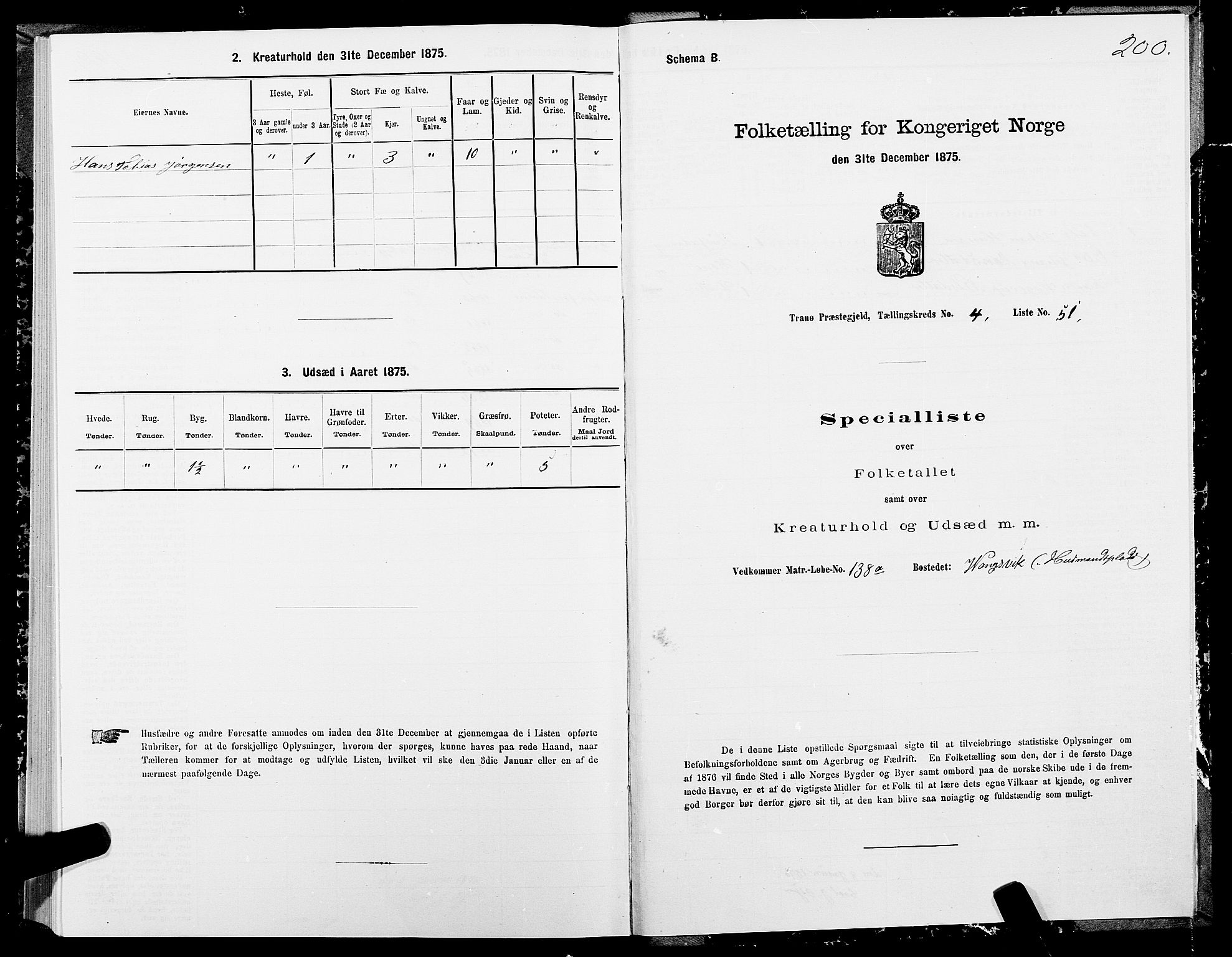 SATØ, 1875 census for 1927P Tranøy, 1875, p. 2200