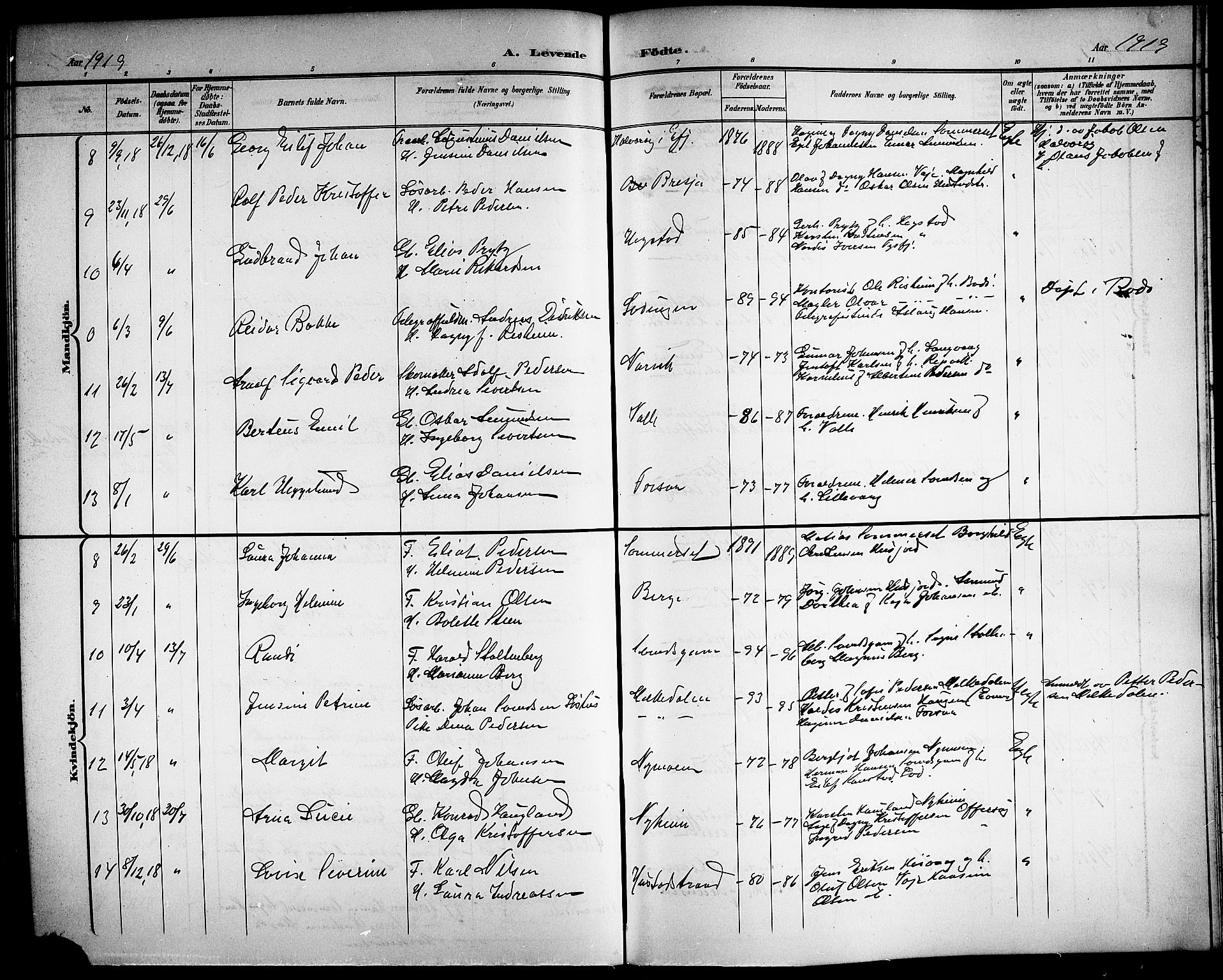 Ministerialprotokoller, klokkerbøker og fødselsregistre - Nordland, AV/SAT-A-1459/872/L1048: Parish register (copy) no. 872C04, 1898-1919