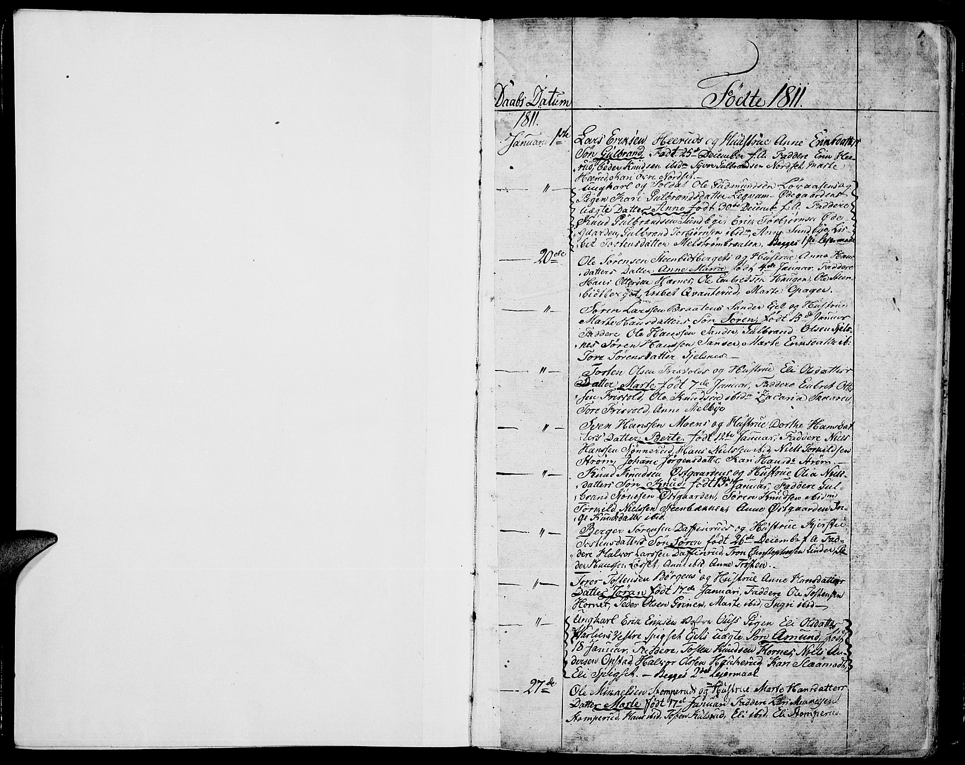 Strøm-Odalen prestekontor, SAH/PREST-028/H/Ha/Haa/L0005: Parish register (official) no. 5, 1811-1850, p. 1