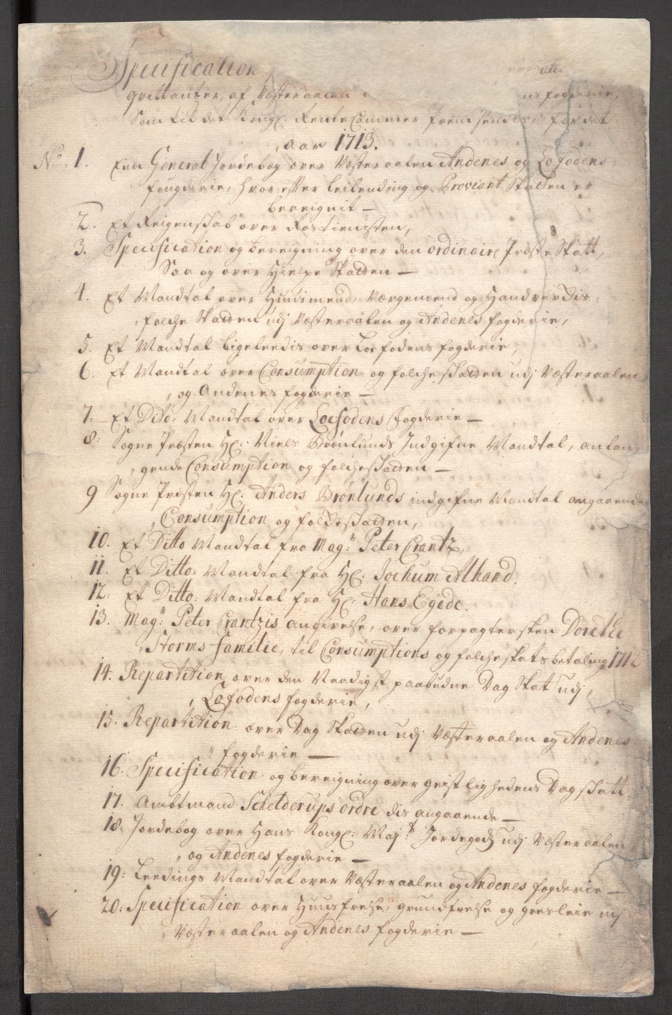 Rentekammeret inntil 1814, Reviderte regnskaper, Fogderegnskap, AV/RA-EA-4092/R67/L4679: Fogderegnskap Vesterålen, Andenes og Lofoten, 1711-1713, p. 88