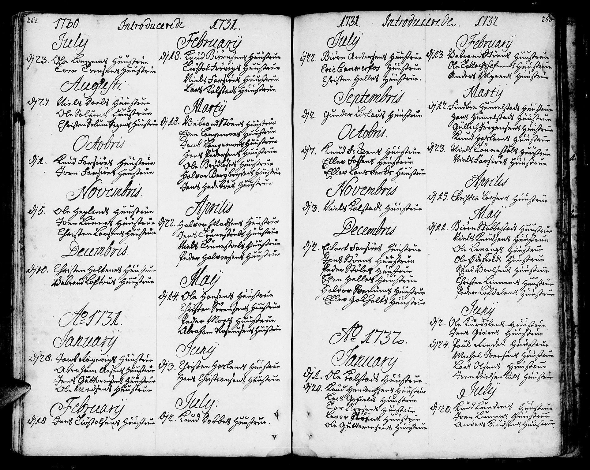 Sannidal kirkebøker, SAKO/A-296/F/Fa/L0001: Parish register (official) no. 1, 1702-1766, p. 262-263