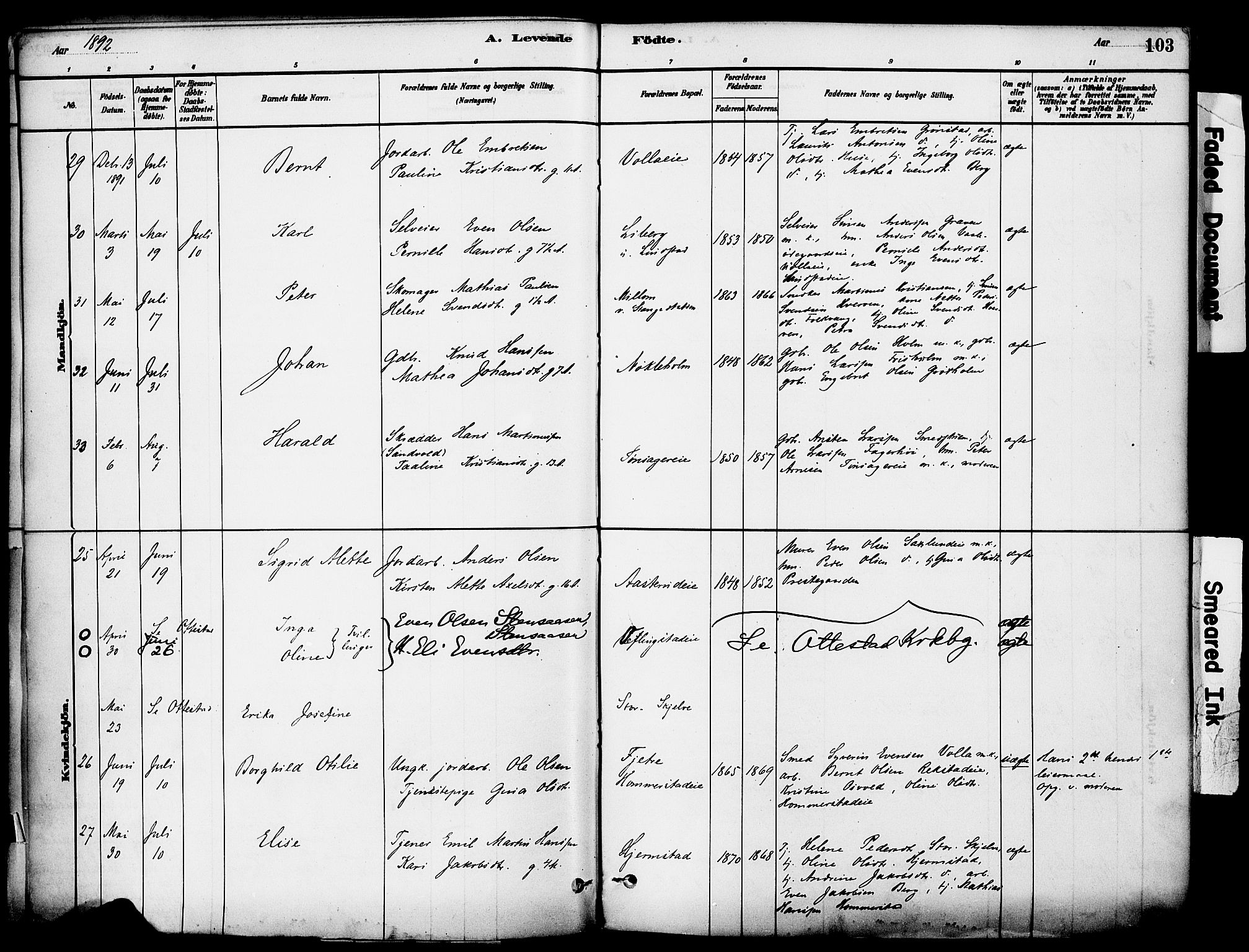 Stange prestekontor, SAH/PREST-002/K/L0017: Parish register (official) no. 17, 1880-1893, p. 103