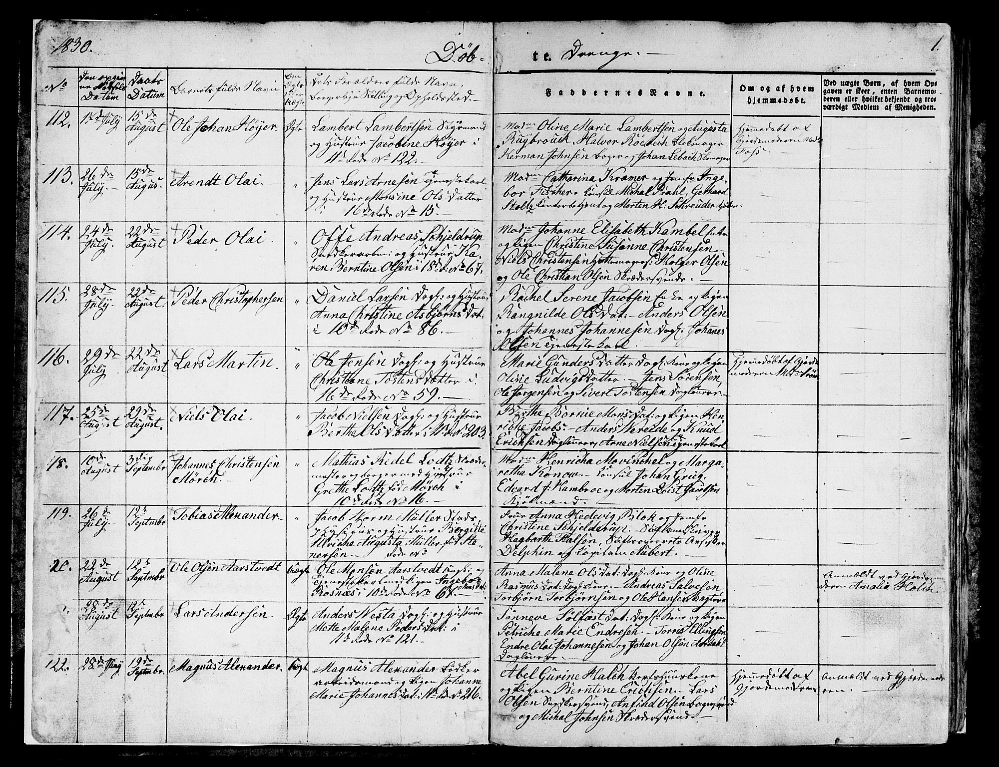 Domkirken sokneprestembete, SAB/A-74801/H/Hab/L0006: Parish register (copy) no. A 6, 1827-1834, p. 1