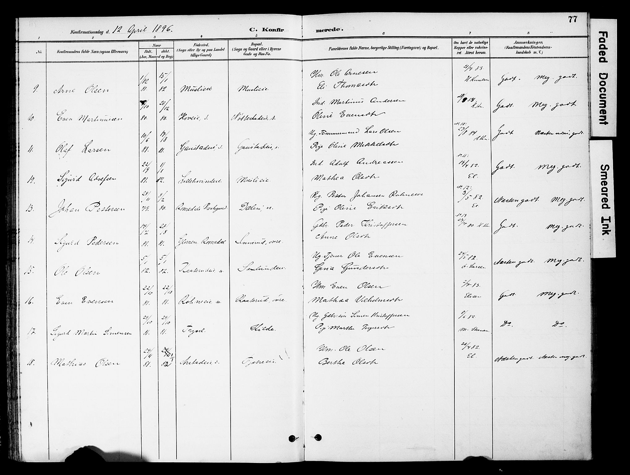 Stange prestekontor, AV/SAH-PREST-002/K/L0021: Parish register (official) no. 21, 1891-1902, p. 77