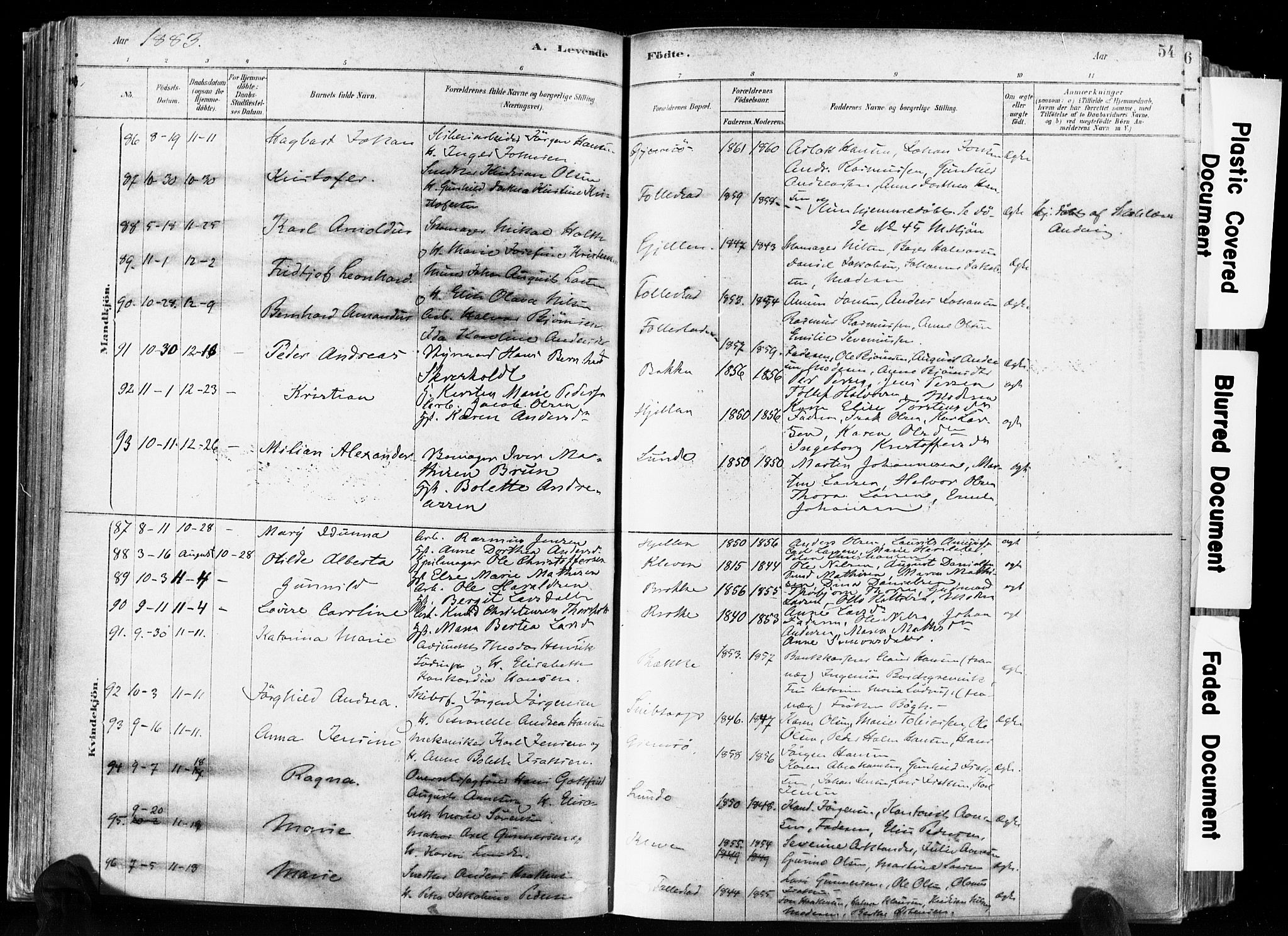 Skien kirkebøker, SAKO/A-302/F/Fa/L0009: Parish register (official) no. 9, 1878-1890, p. 54