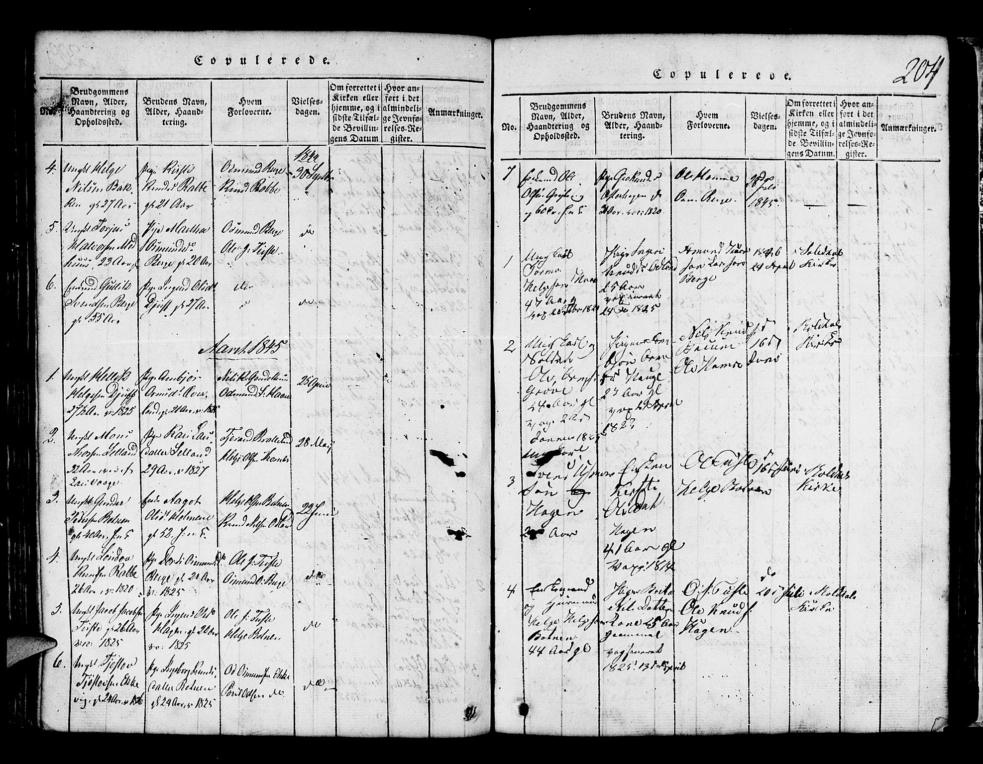 Røldal sokneprestembete, SAB/A-100247: Parish register (copy) no. A 1, 1817-1860, p. 204