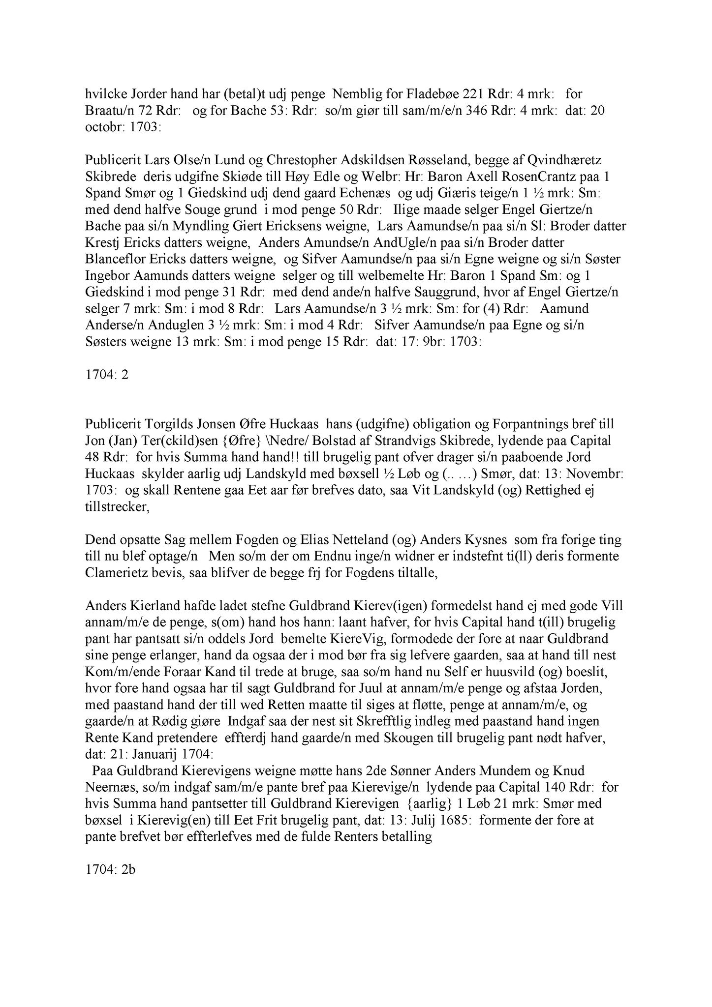 Samling av fulltekstavskrifter, SAB/FULLTEKST/A/12/0027: Sunnhordland sorenskriveri, tingbok nr. A 26, 1704