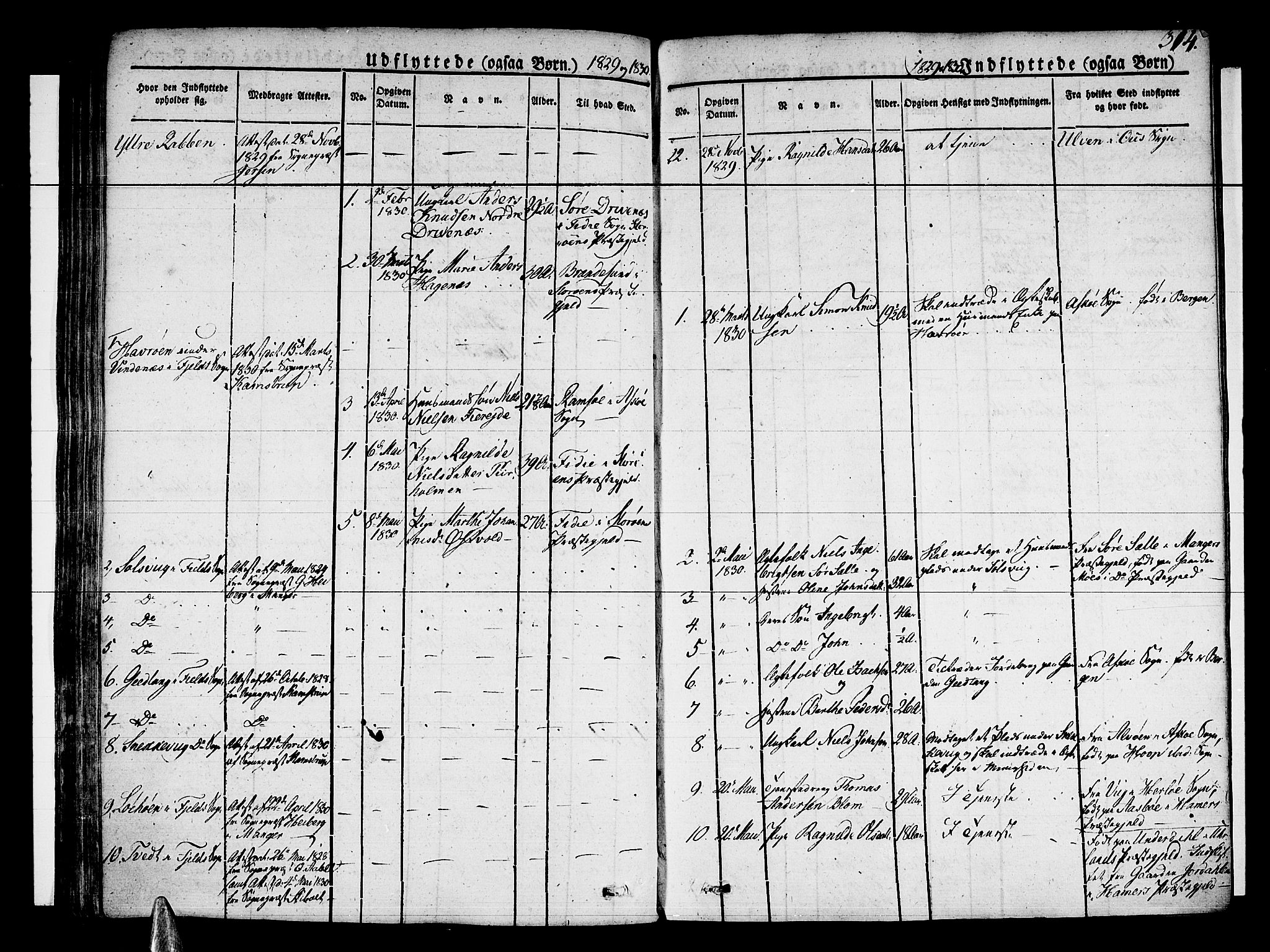 Sund sokneprestembete, AV/SAB-A-99930: Parish register (official) no. A 12, 1825-1835, p. 314