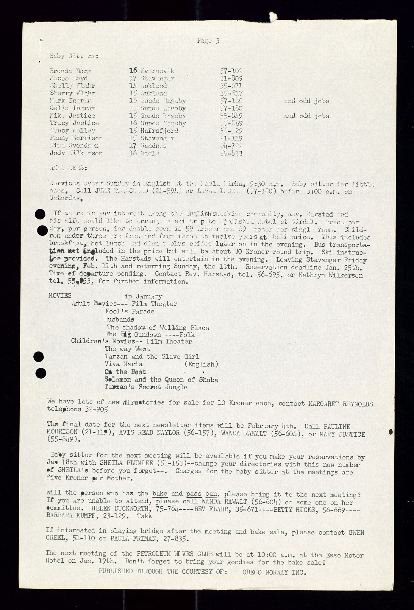 PA 1547 - Petroleum Wives Club, AV/SAST-A-101974/X/Xa/L0001: Newsletters (1971-1978)/radiointervjuer på kasett (1989-1992), 1970-1978