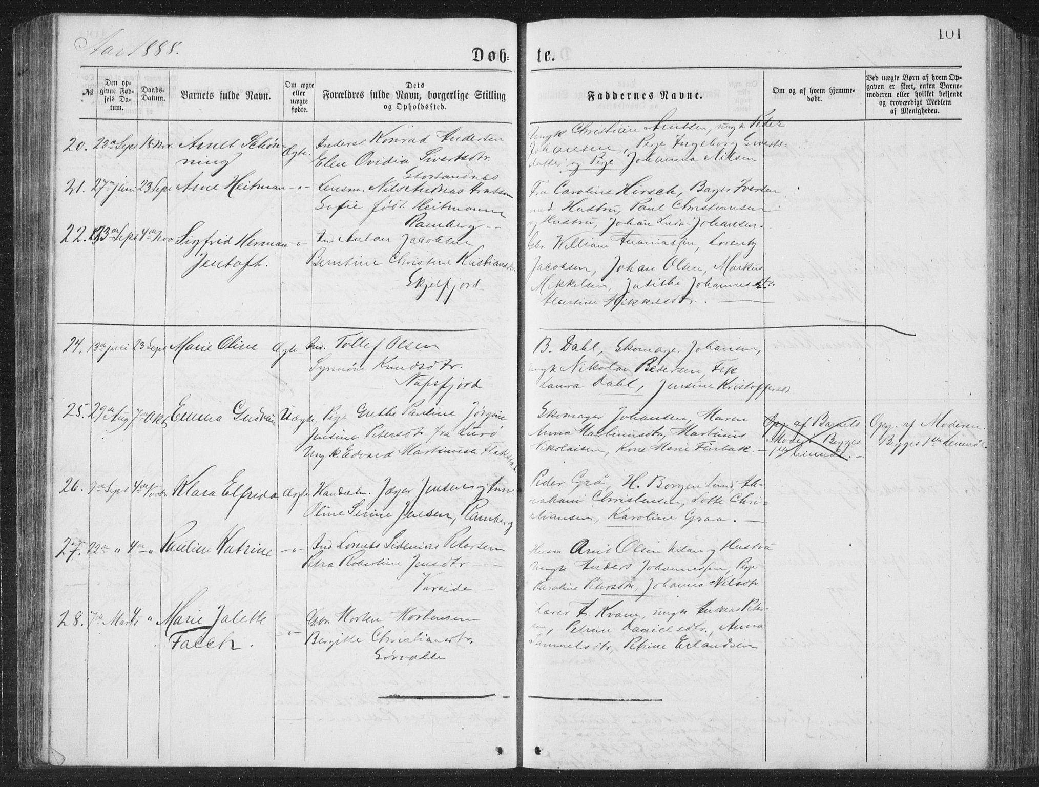 Ministerialprotokoller, klokkerbøker og fødselsregistre - Nordland, AV/SAT-A-1459/885/L1213: Parish register (copy) no. 885C02, 1874-1892, p. 101