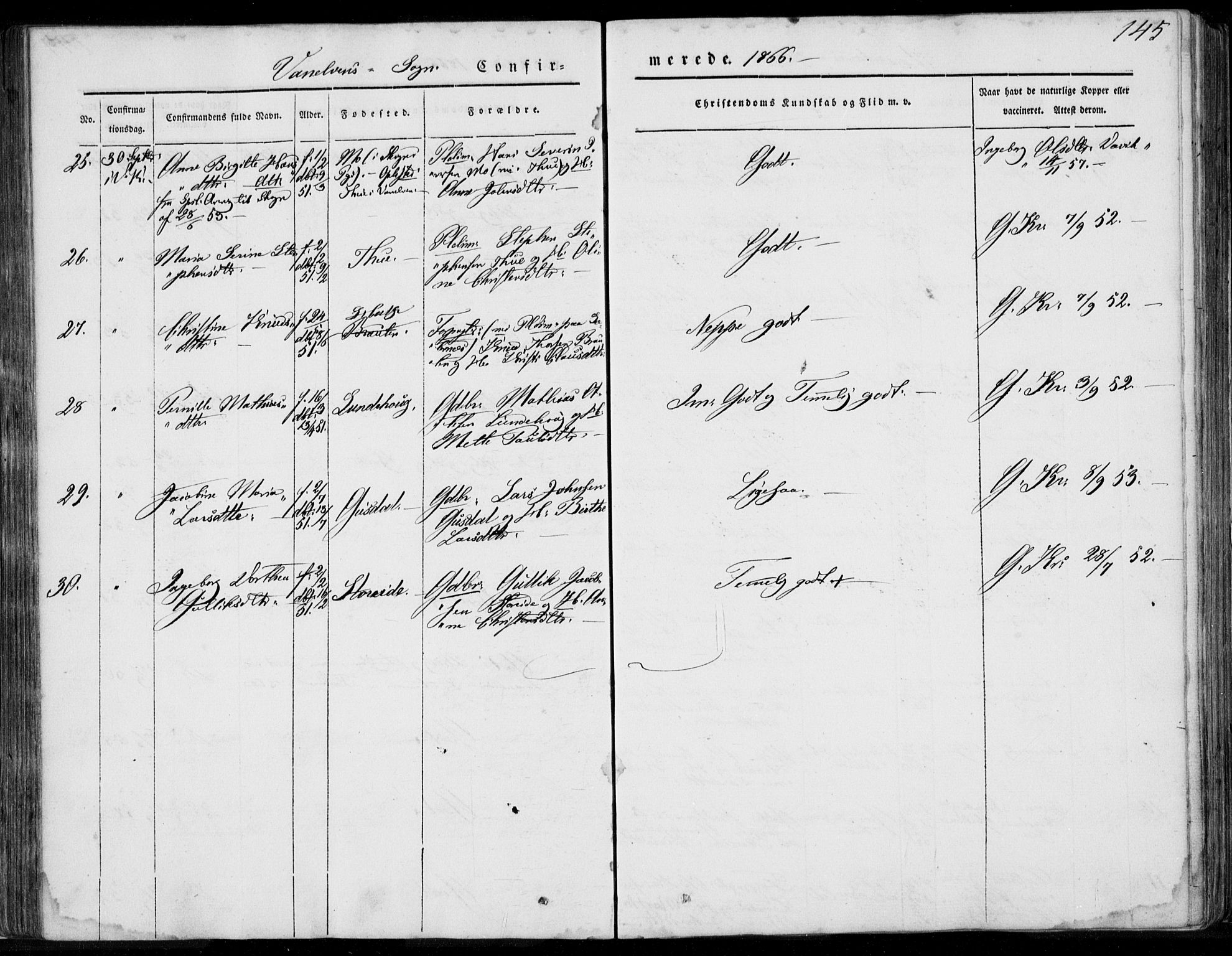 Ministerialprotokoller, klokkerbøker og fødselsregistre - Møre og Romsdal, AV/SAT-A-1454/501/L0006: Parish register (official) no. 501A06, 1844-1868, p. 145