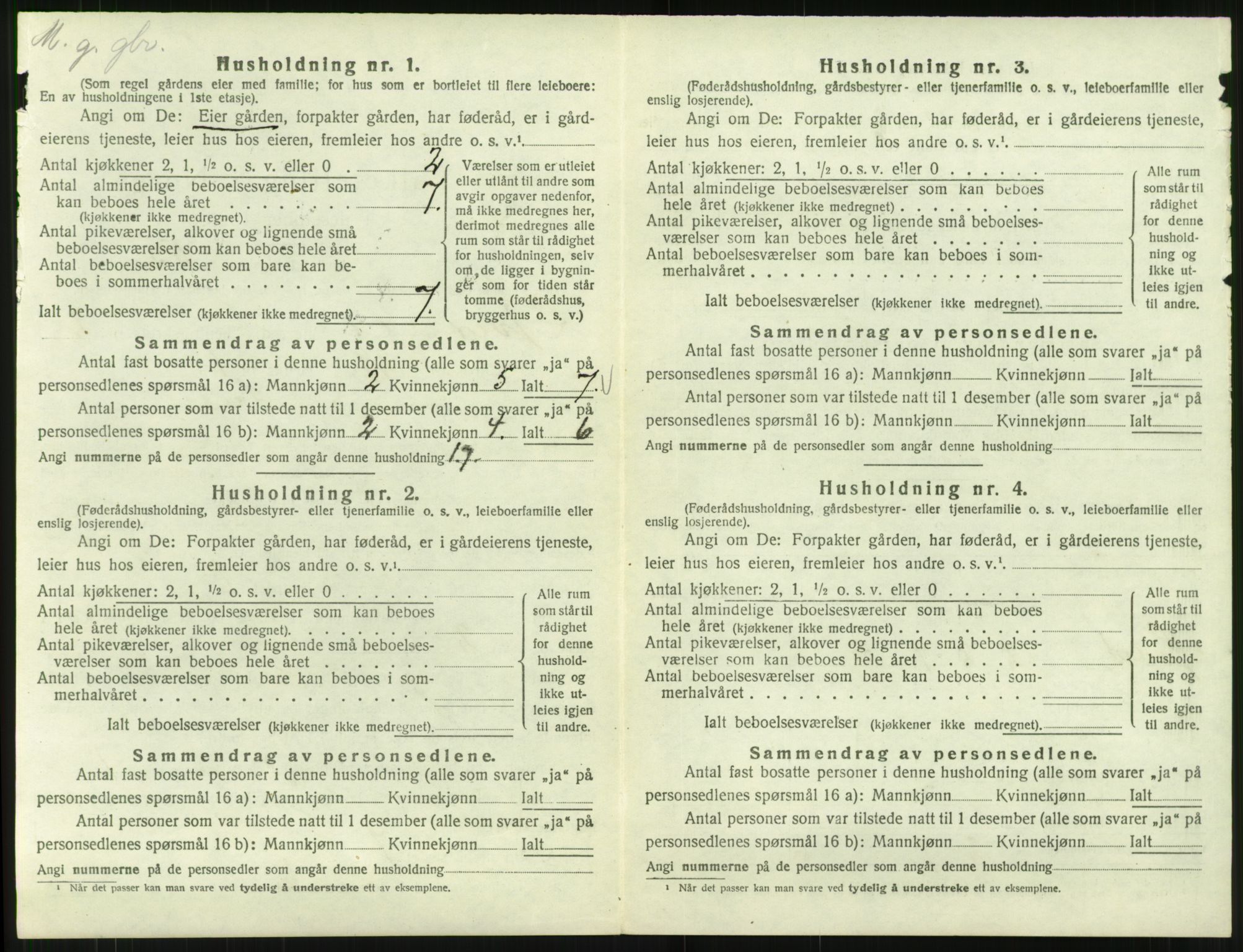 SAT, 1920 census for Kvernes, 1920, p. 230