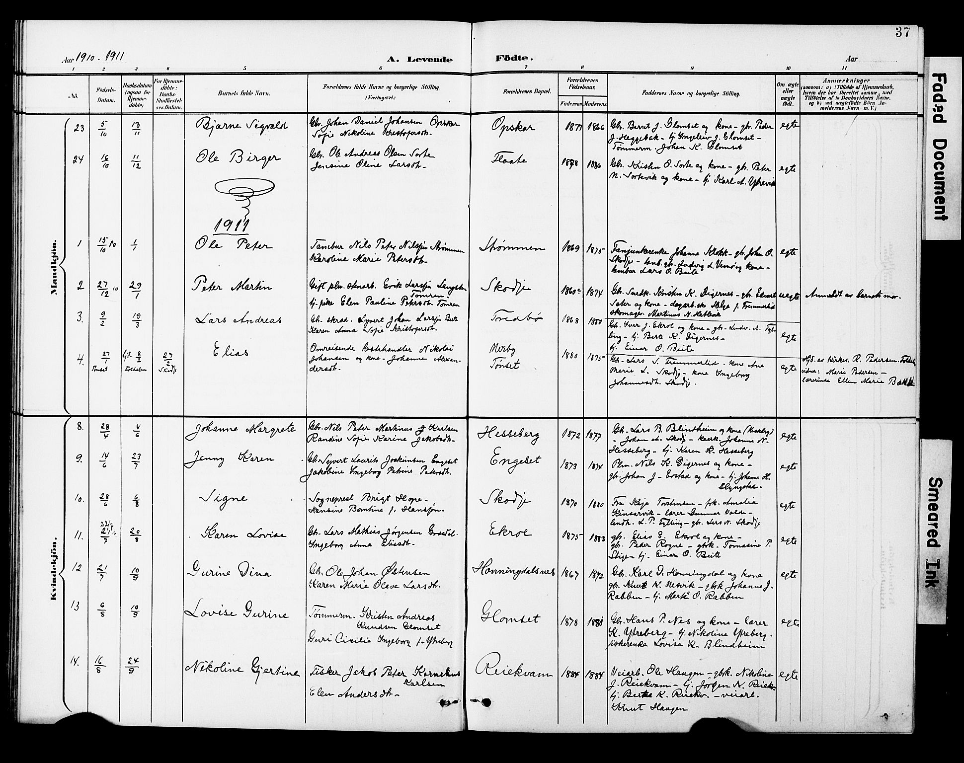 Ministerialprotokoller, klokkerbøker og fødselsregistre - Møre og Romsdal, AV/SAT-A-1454/524/L0366: Parish register (copy) no. 524C07, 1900-1931, p. 37