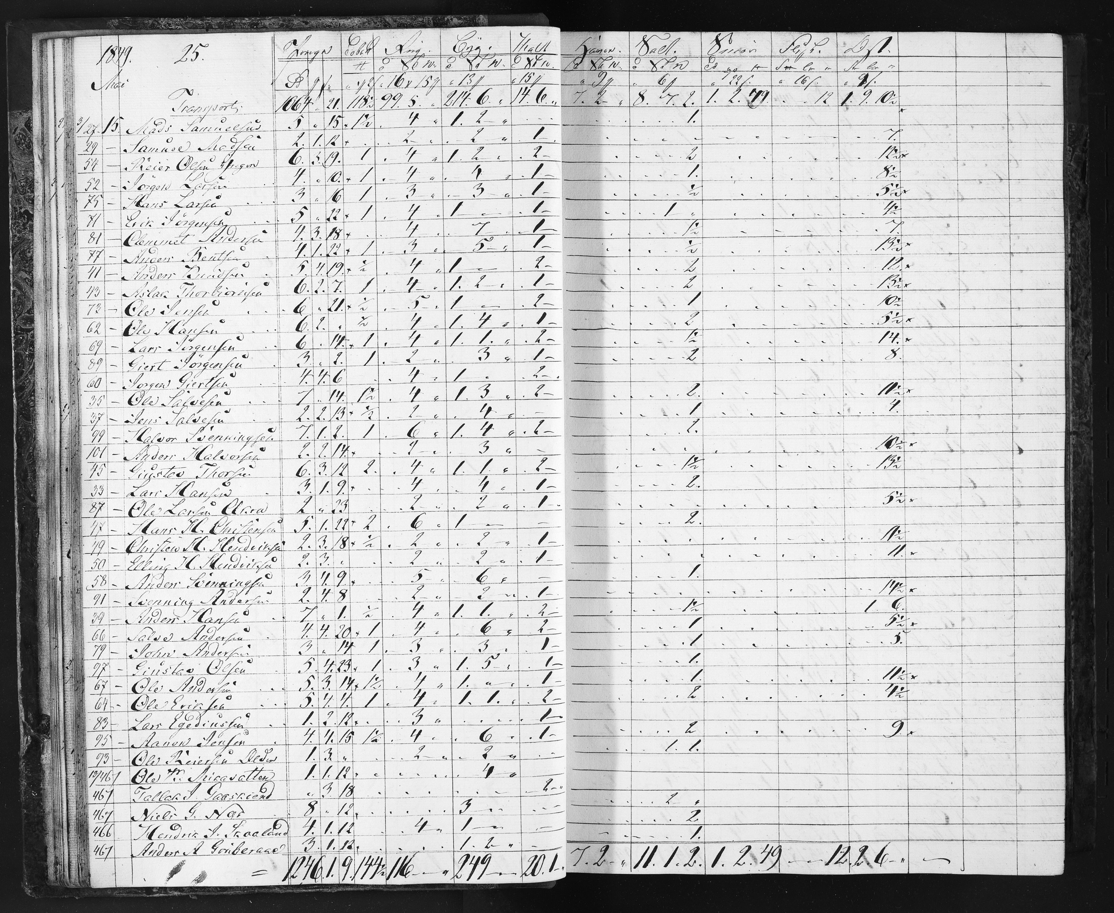 Næs Jernverk, NESJ/NJM-004/11/L0002: Proviant-bok, 1849-1852