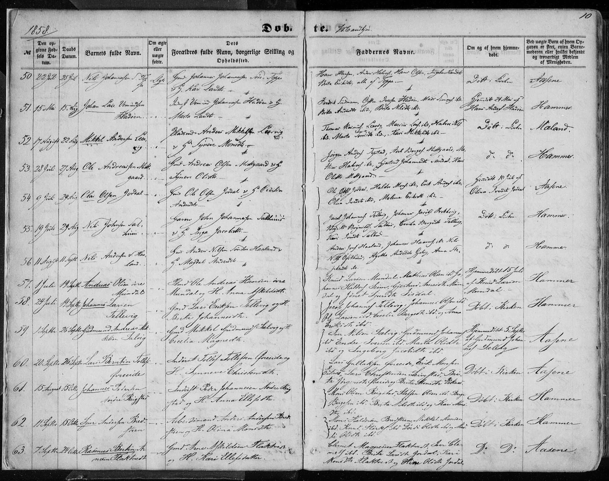 Hamre sokneprestembete, SAB/A-75501/H/Ha/Haa/Haaa/L0014: Parish register (official) no. A 14, 1858-1872, p. 10
