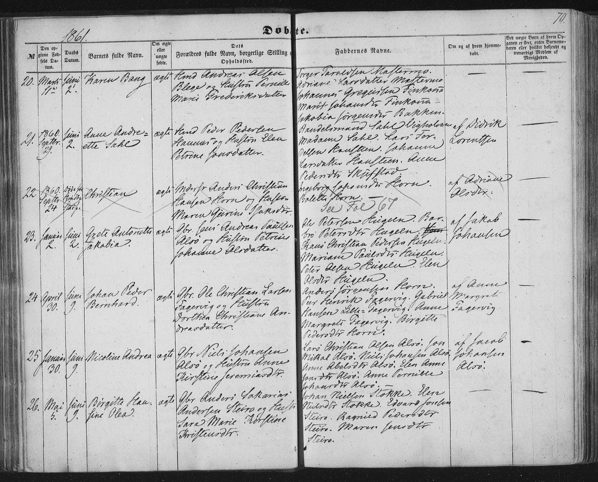 Ministerialprotokoller, klokkerbøker og fødselsregistre - Nordland, SAT/A-1459/838/L0550: Parish register (official) no. 838A08, 1855-1865, p. 70