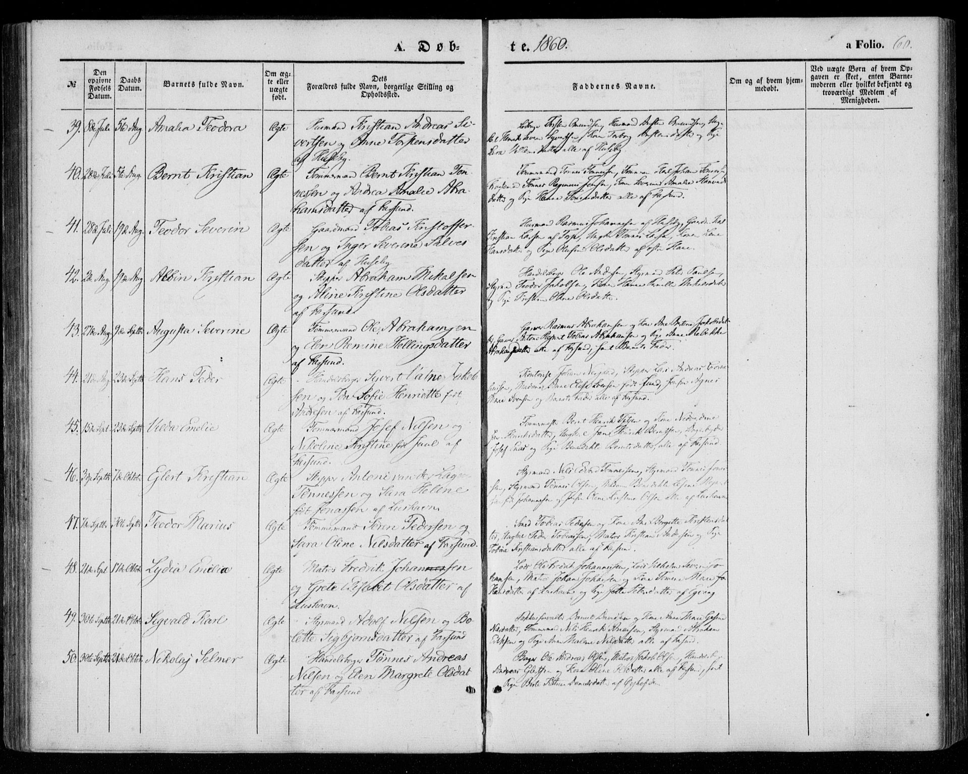 Farsund sokneprestkontor, AV/SAK-1111-0009/F/Fa/L0004: Parish register (official) no. A 4, 1847-1863, p. 60