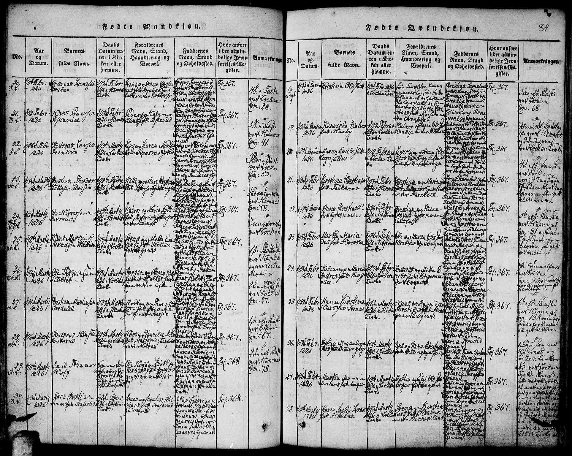 Høland prestekontor Kirkebøker, AV/SAO-A-10346a/F/Fa/L0007: Parish register (official) no. I 7, 1814-1827, p. 84