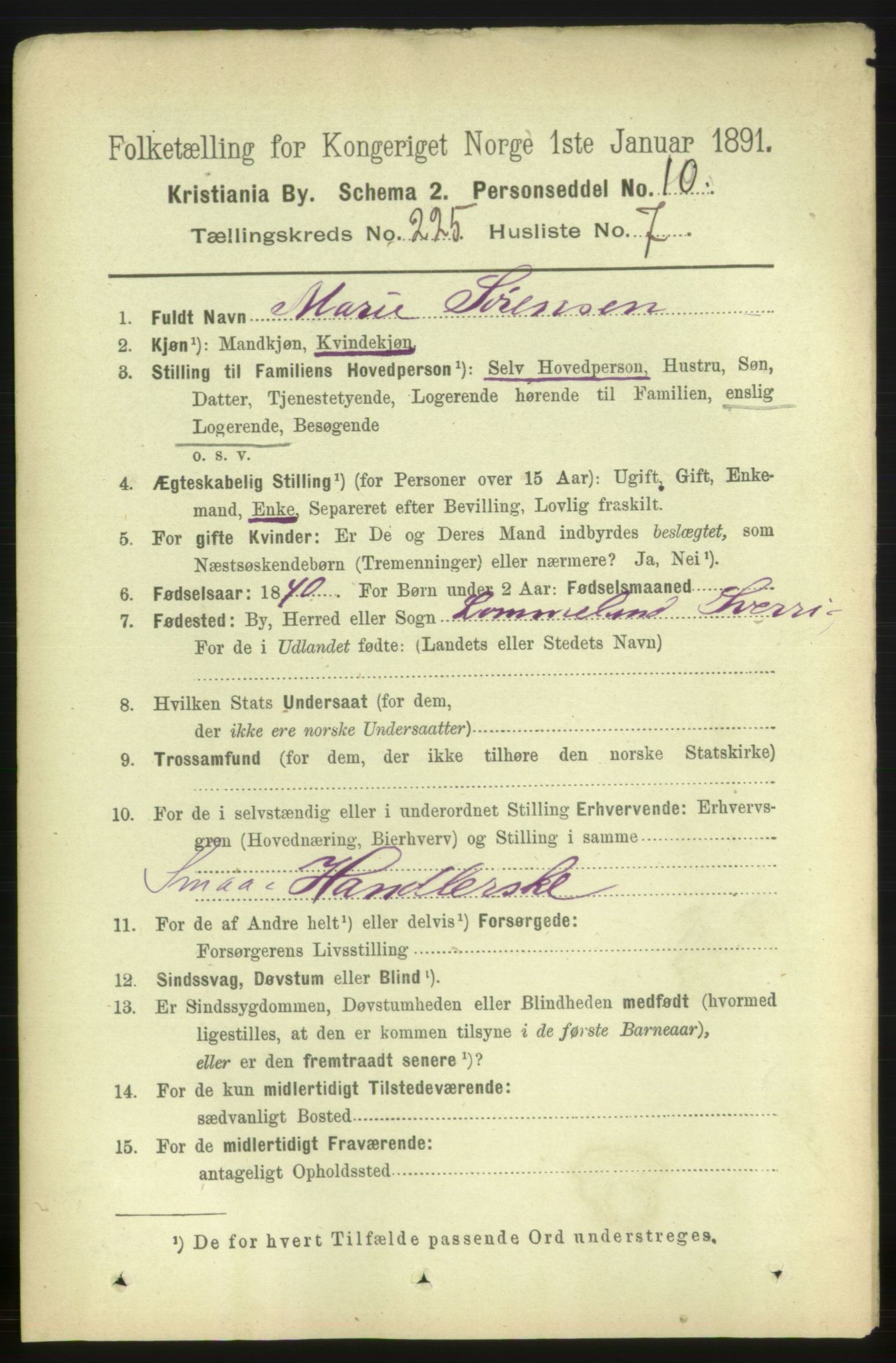 RA, 1891 census for 0301 Kristiania, 1891, p. 136697