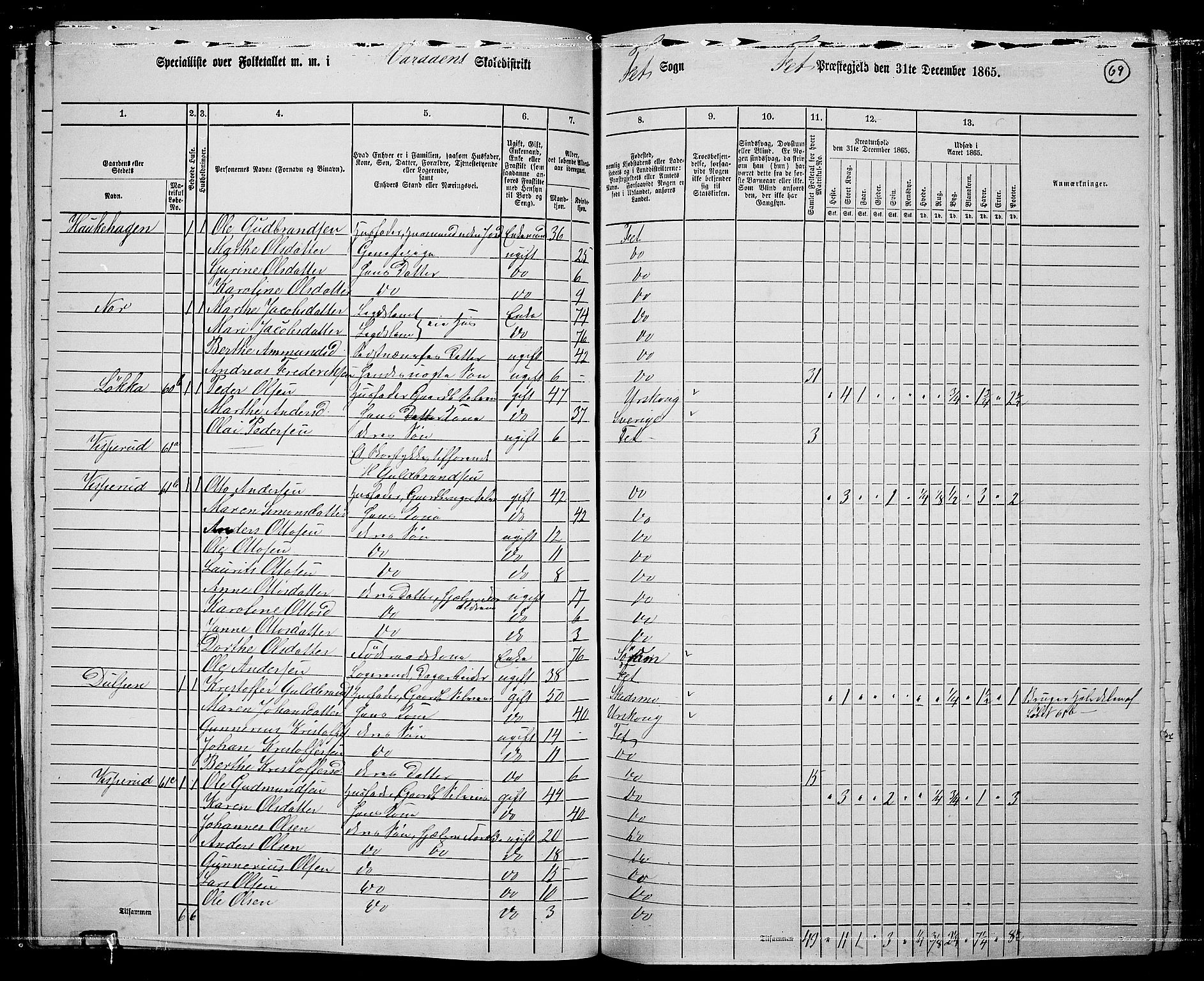 RA, 1865 census for Fet, 1865, p. 63