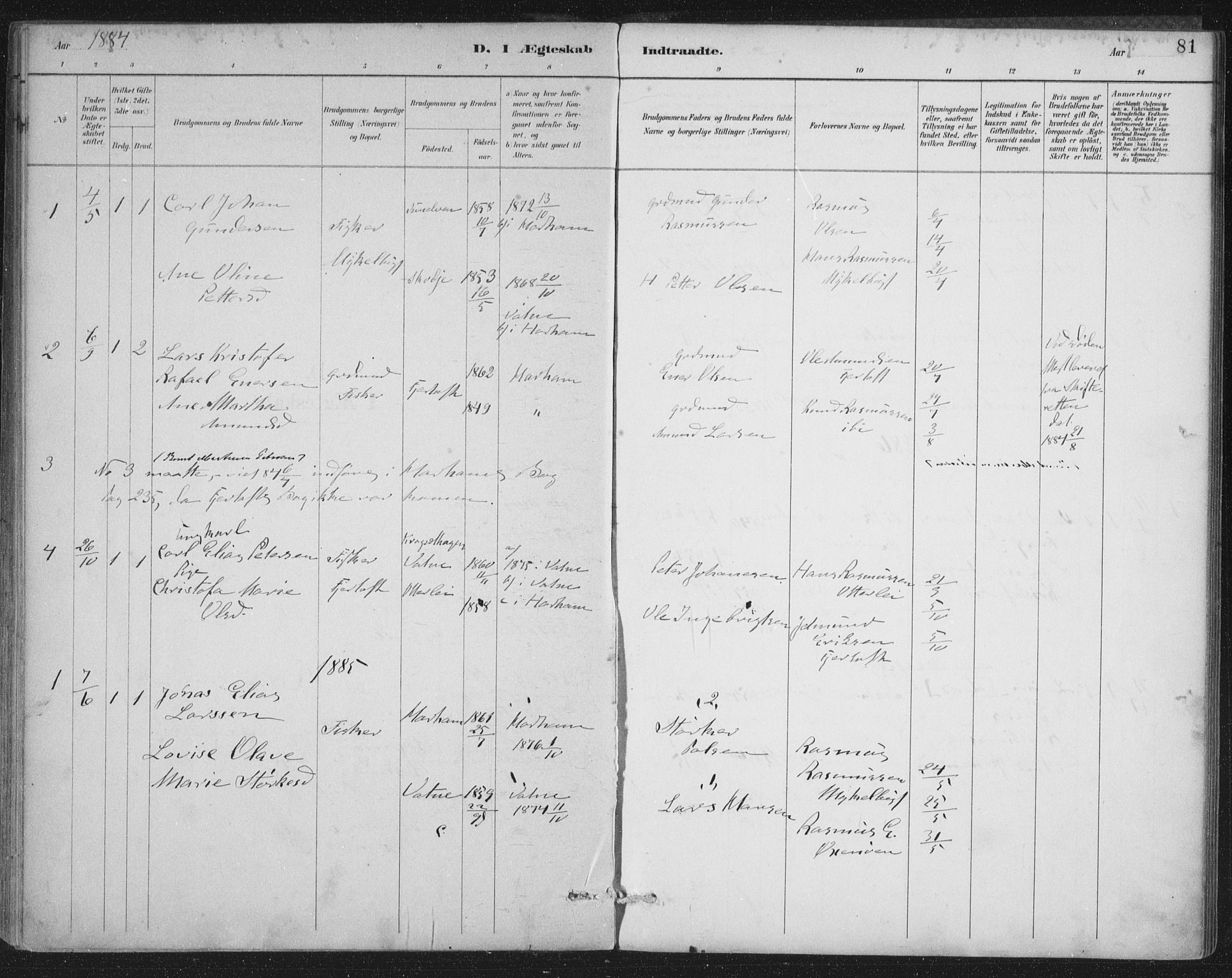 Ministerialprotokoller, klokkerbøker og fødselsregistre - Møre og Romsdal, SAT/A-1454/538/L0522: Parish register (official) no. 538A01, 1884-1913, p. 81