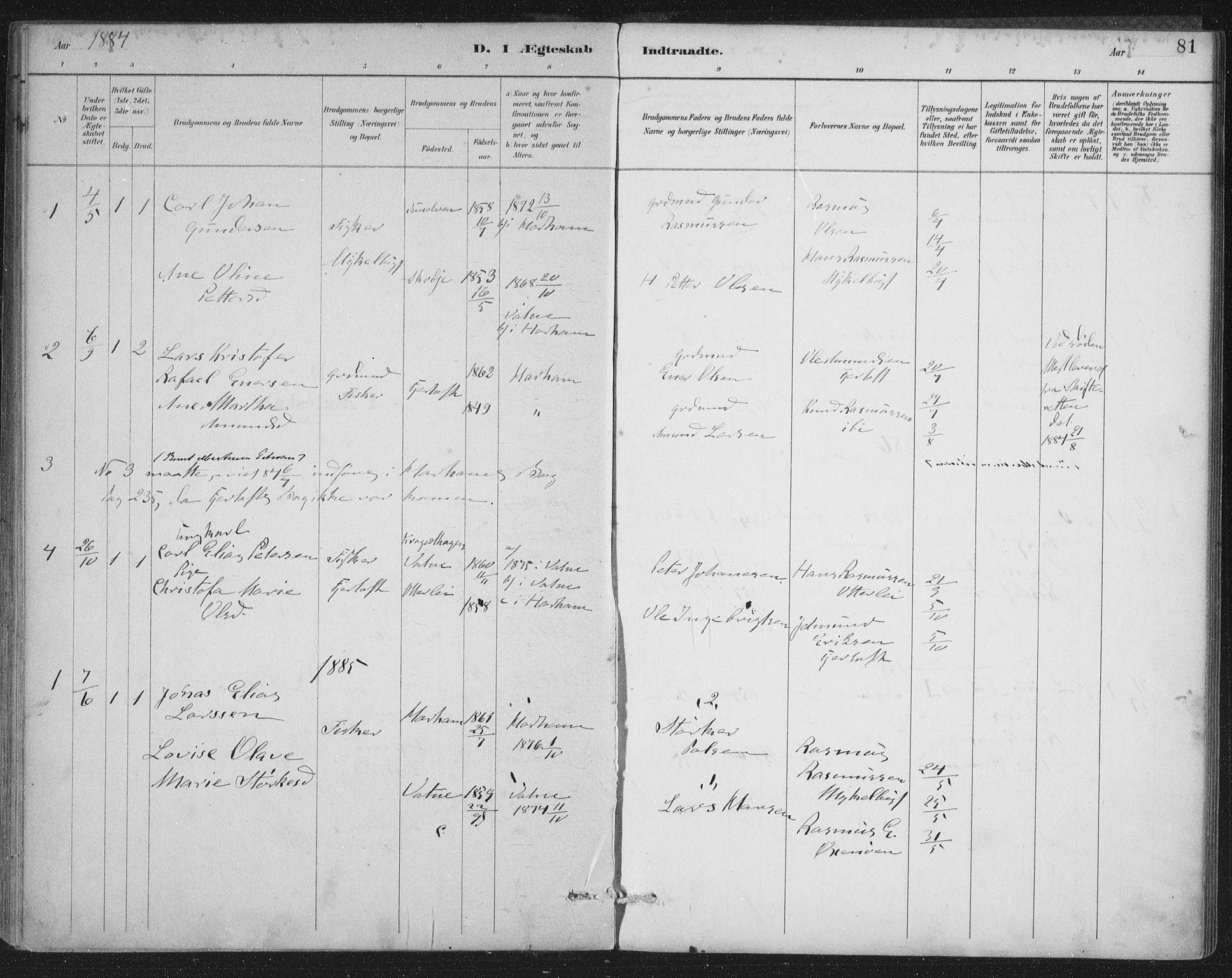 Ministerialprotokoller, klokkerbøker og fødselsregistre - Møre og Romsdal, AV/SAT-A-1454/538/L0522: Parish register (official) no. 538A01, 1884-1913, p. 81