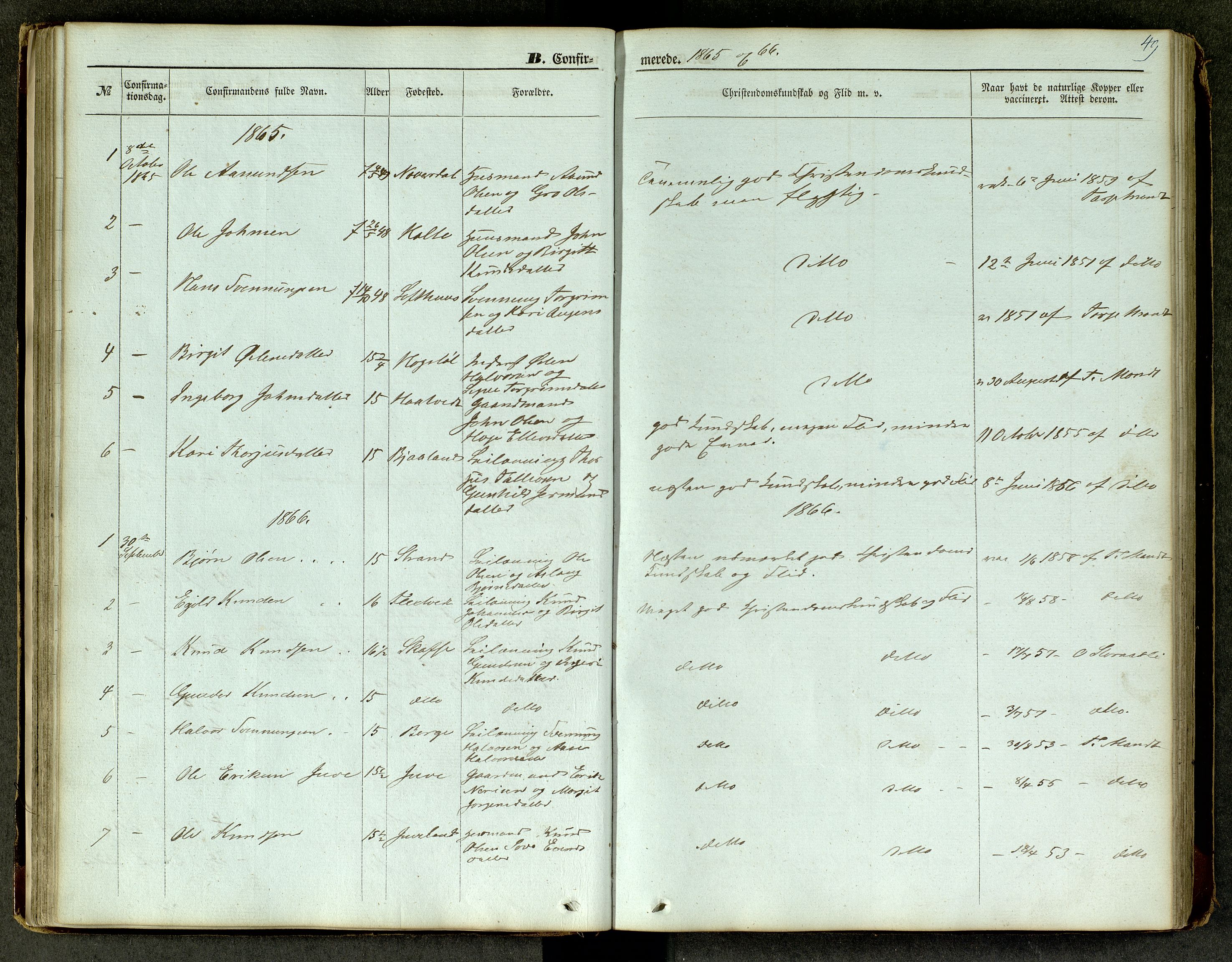 Lårdal kirkebøker, SAKO/A-284/G/Ga/L0002: Parish register (copy) no. I 2, 1861-1890, p. 49