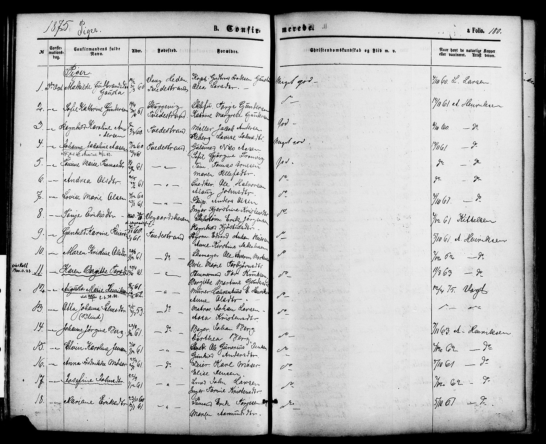 Holt sokneprestkontor, AV/SAK-1111-0021/F/Fa/L0010: Parish register (official) no. A 10, 1872-1885, p. 180