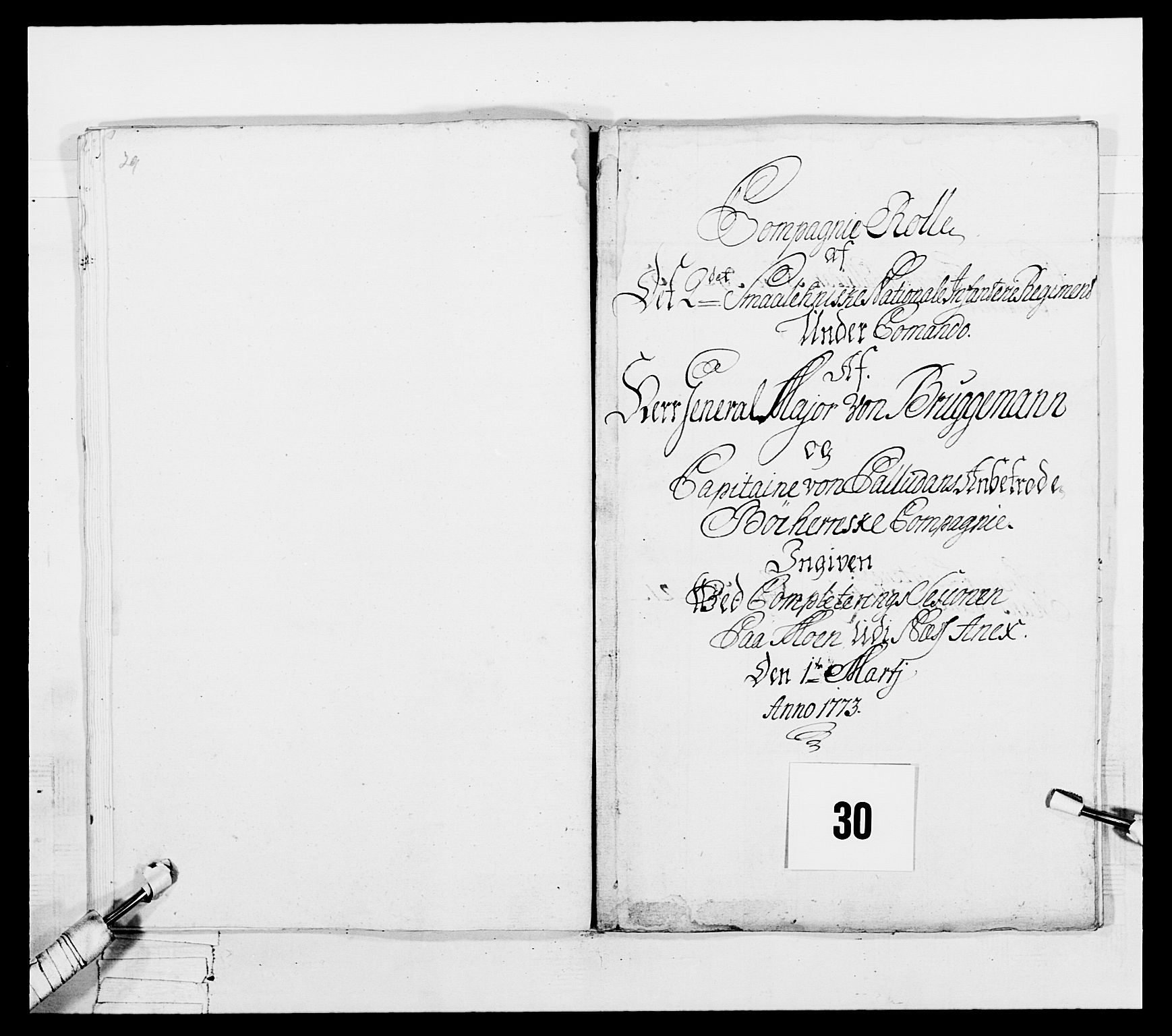 Generalitets- og kommissariatskollegiet, Det kongelige norske kommissariatskollegium, AV/RA-EA-5420/E/Eh/L0054: 2. Smålenske nasjonale infanteriregiment, 1769-1776, p. 391