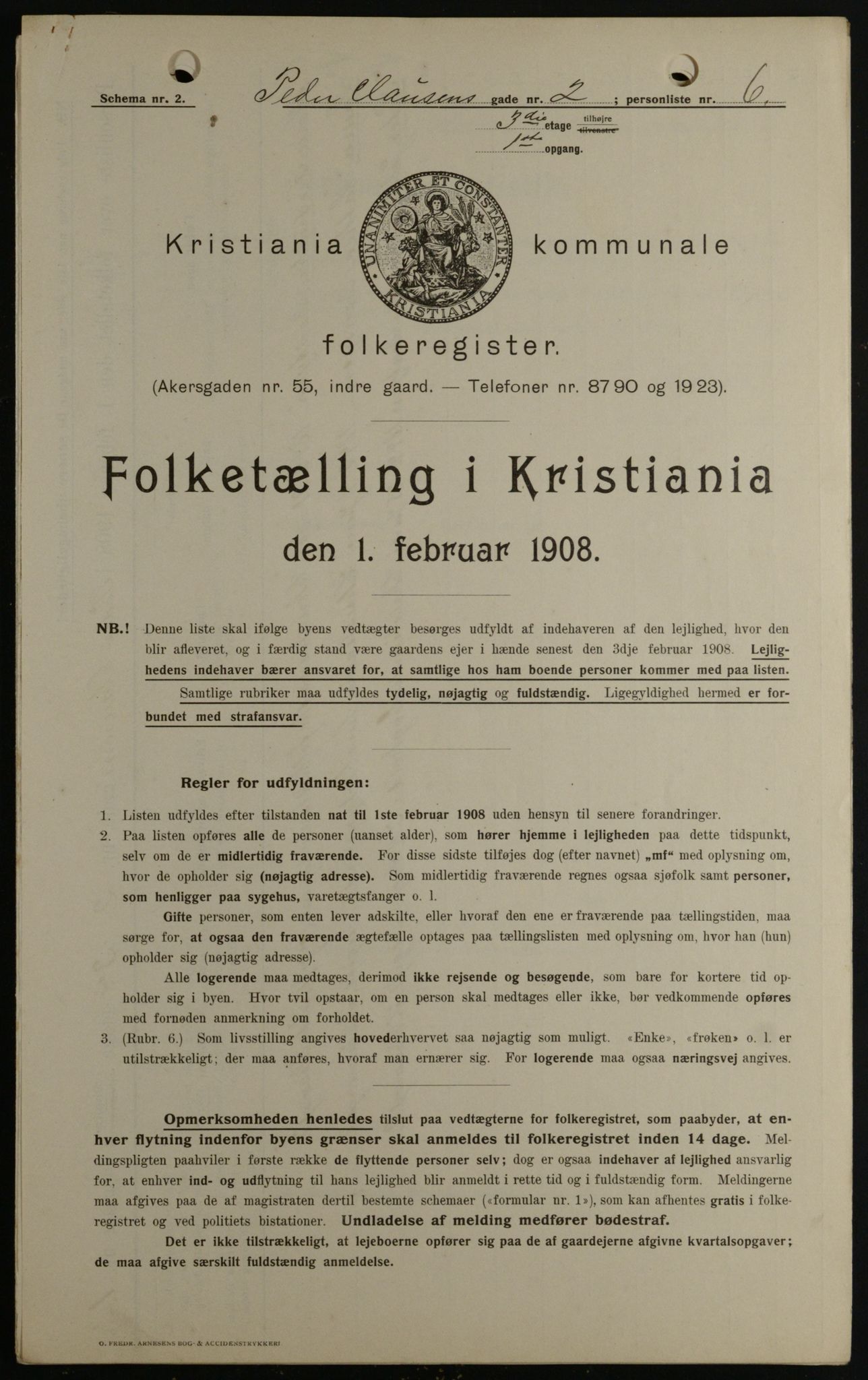 OBA, Municipal Census 1908 for Kristiania, 1908, p. 70594